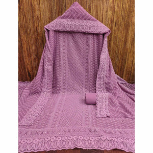 Purple Georgette Dress Material With Alluring Sequin Embroidery