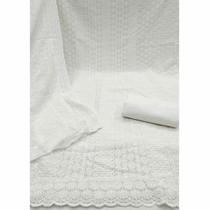 Elegant White Floral Thread Embroidered With Sequins Work Georgette Dress Material