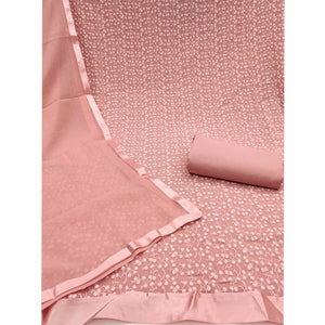 Stylish Dusty Peach Thread Embroidered With Sequin Work Georgette Dress Material For Ethnic Styling