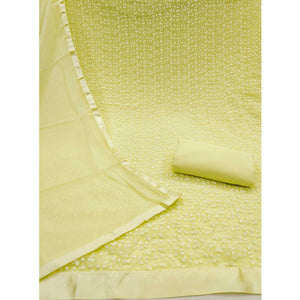 Stylish Lemon Yellow Thread Embroidered With Sequin Work Georgette Dress Material For Ethnic Styling