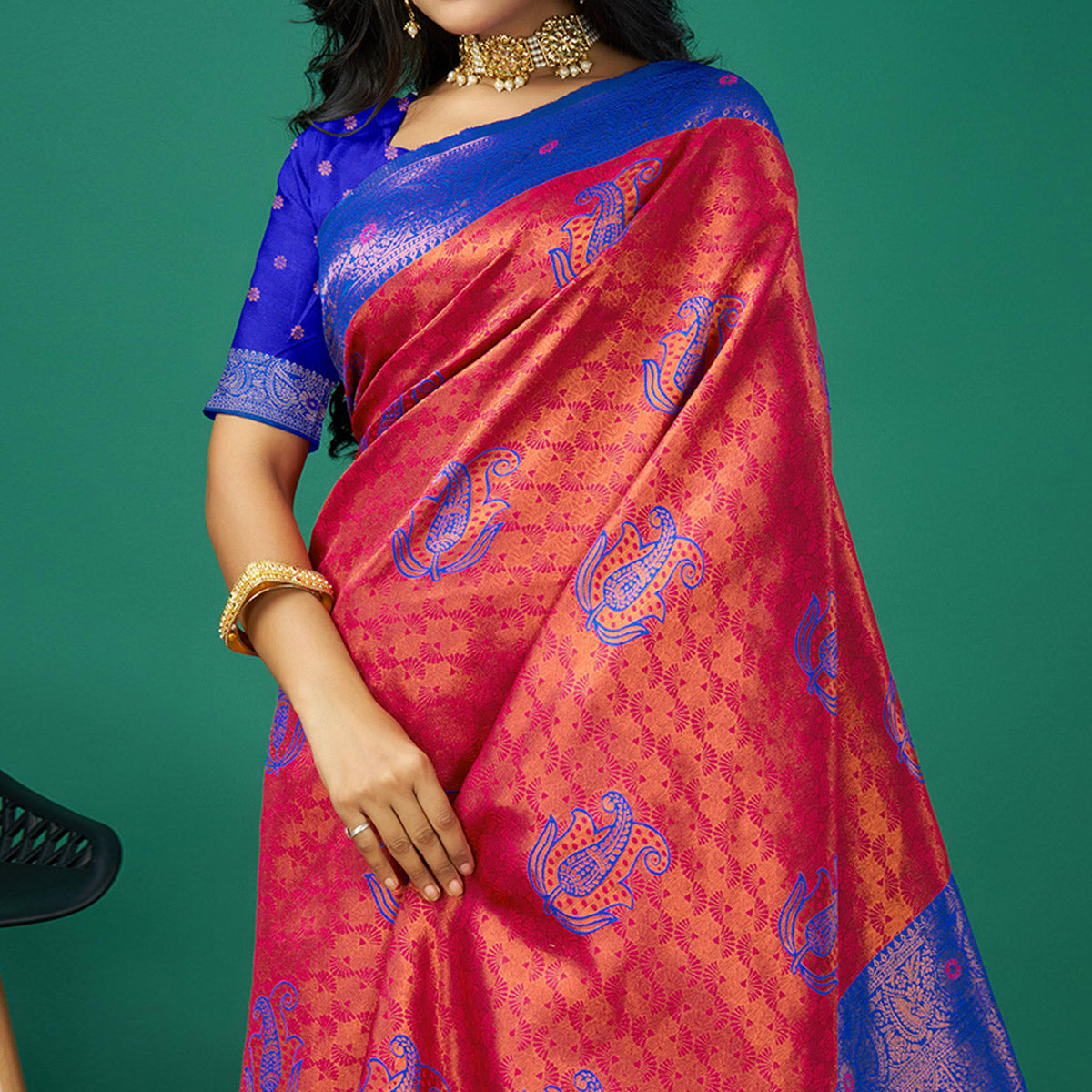 Rani Pink Zari Woven Banarasi Silk Saree With Tassels