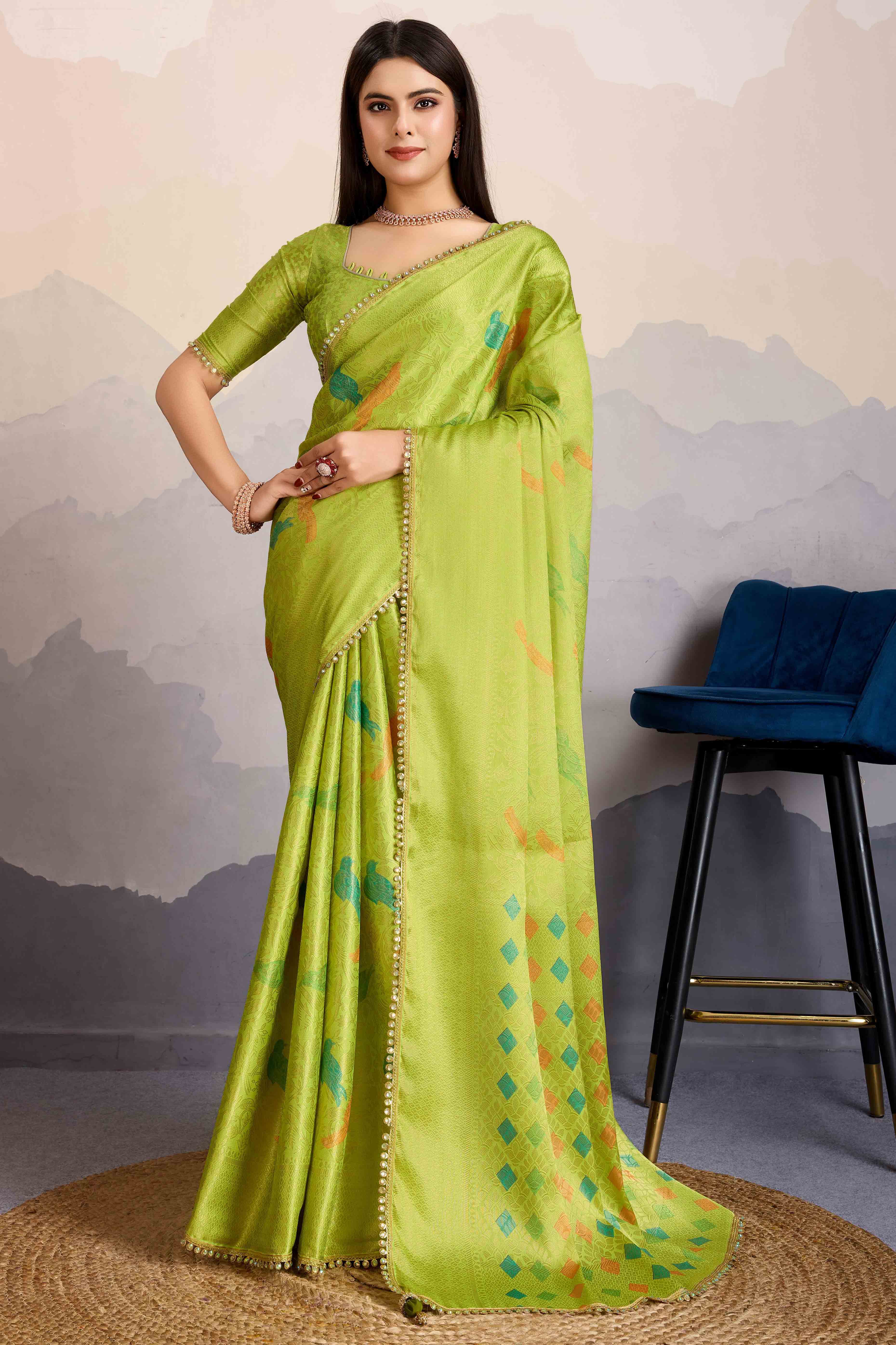 Green Zari Weaving Mysore Brocade Silk Saree