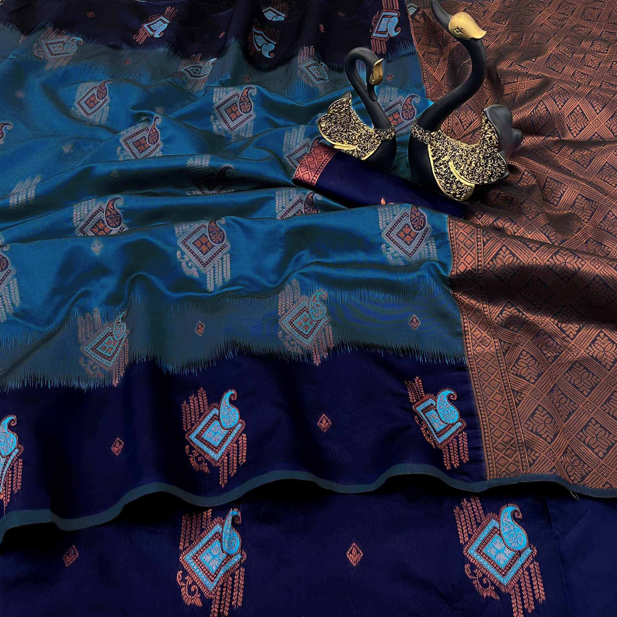 Light Blue Classic Tissue Silk Saree with Zari Weaving