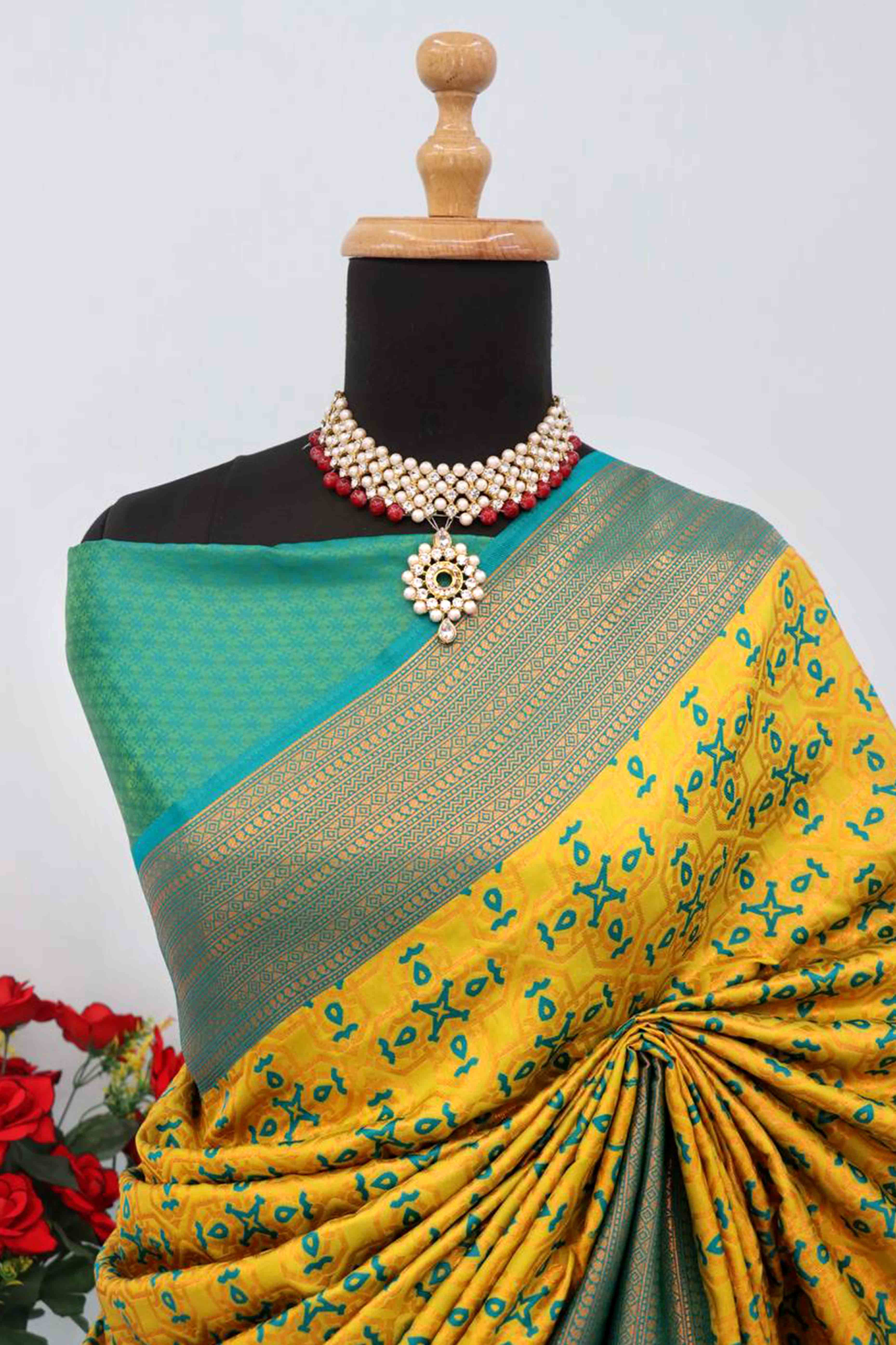Mustard Zari Woven With Butti Work Banarasi Silk Saree