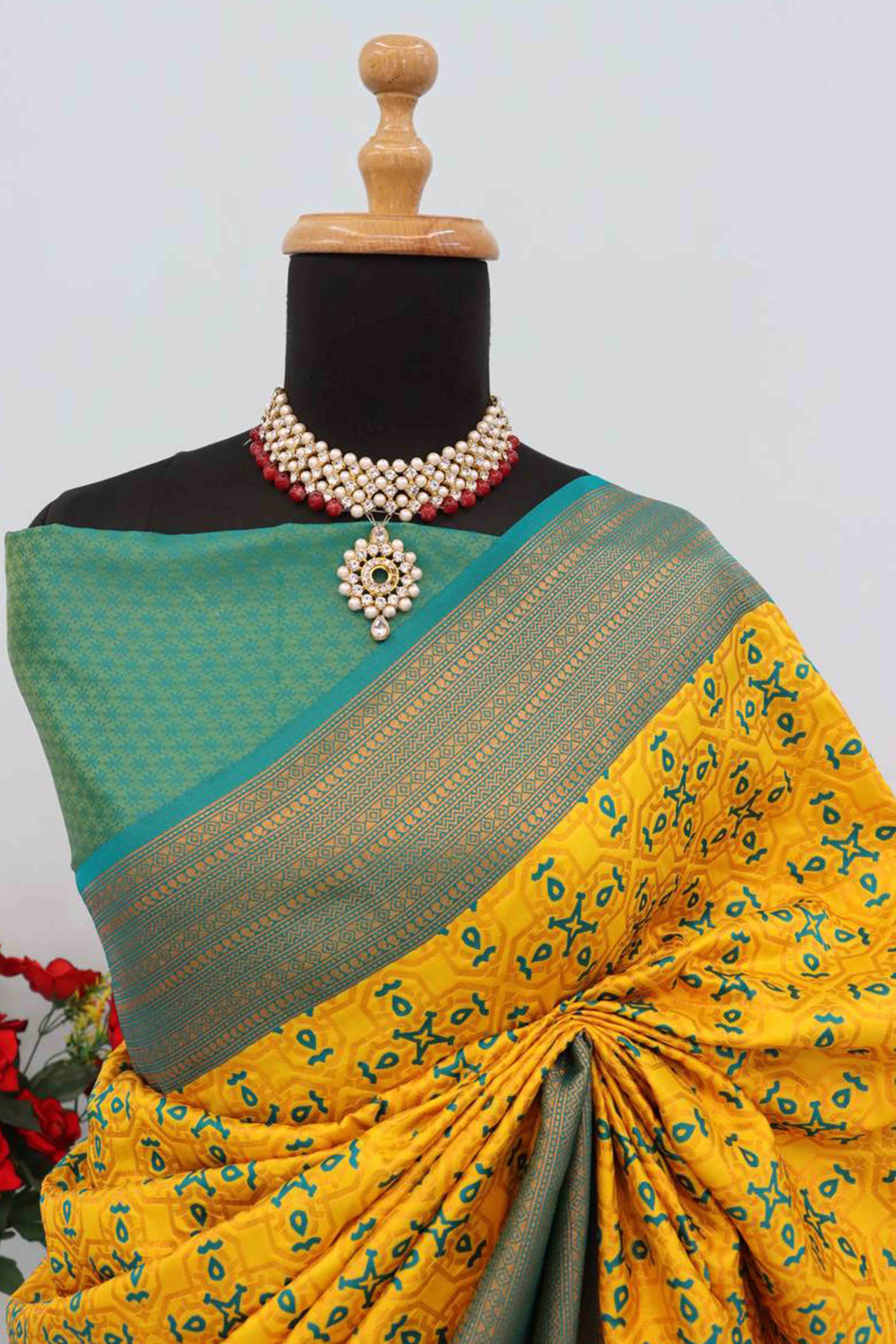 Yellow Zari Woven With Butti Work Banarasi Silk Saree
