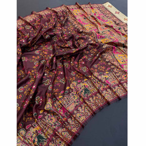 Royal Maroon Pashmina Silk Saree with Rajwadi Zari Weaving