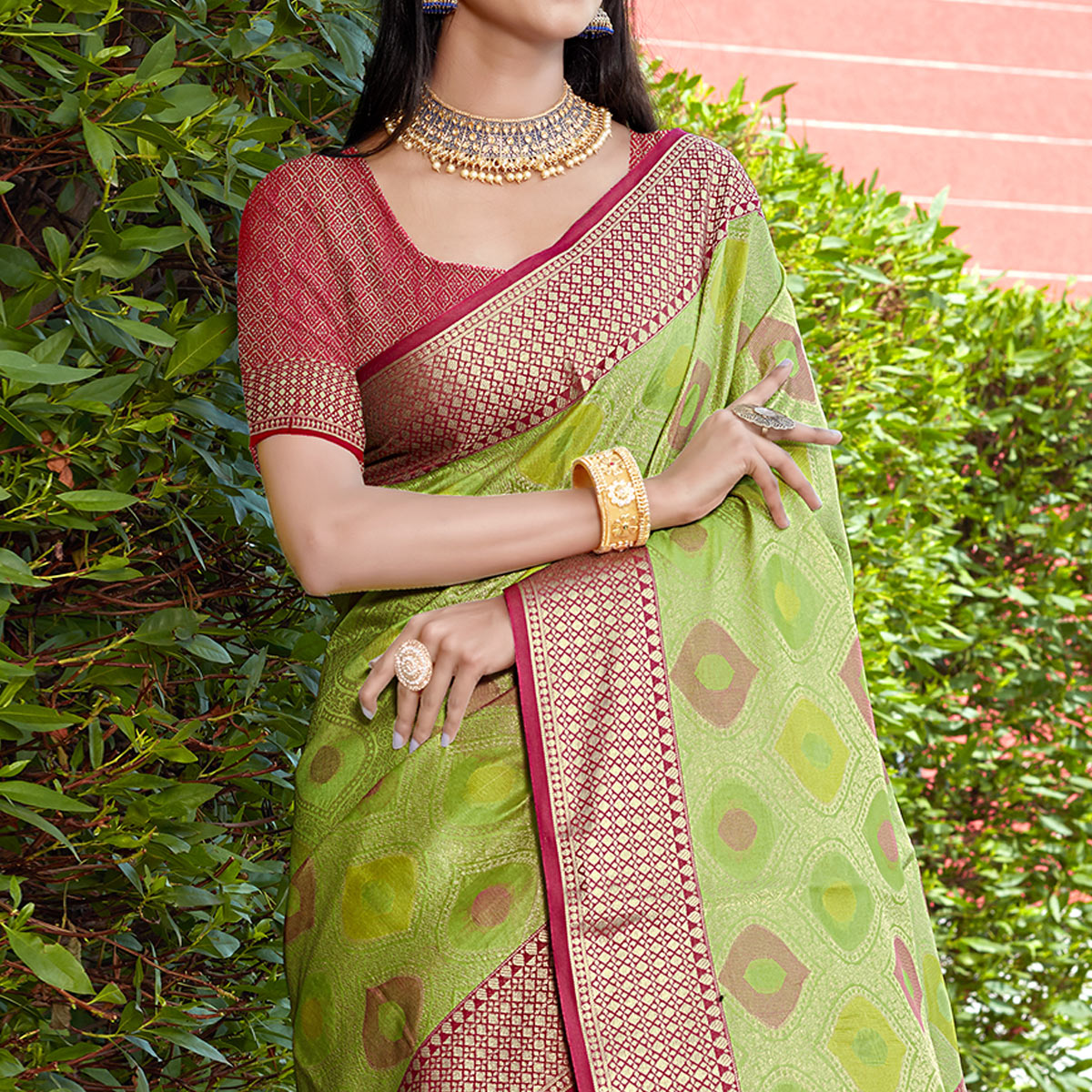 Green Woven Art Silk Saree