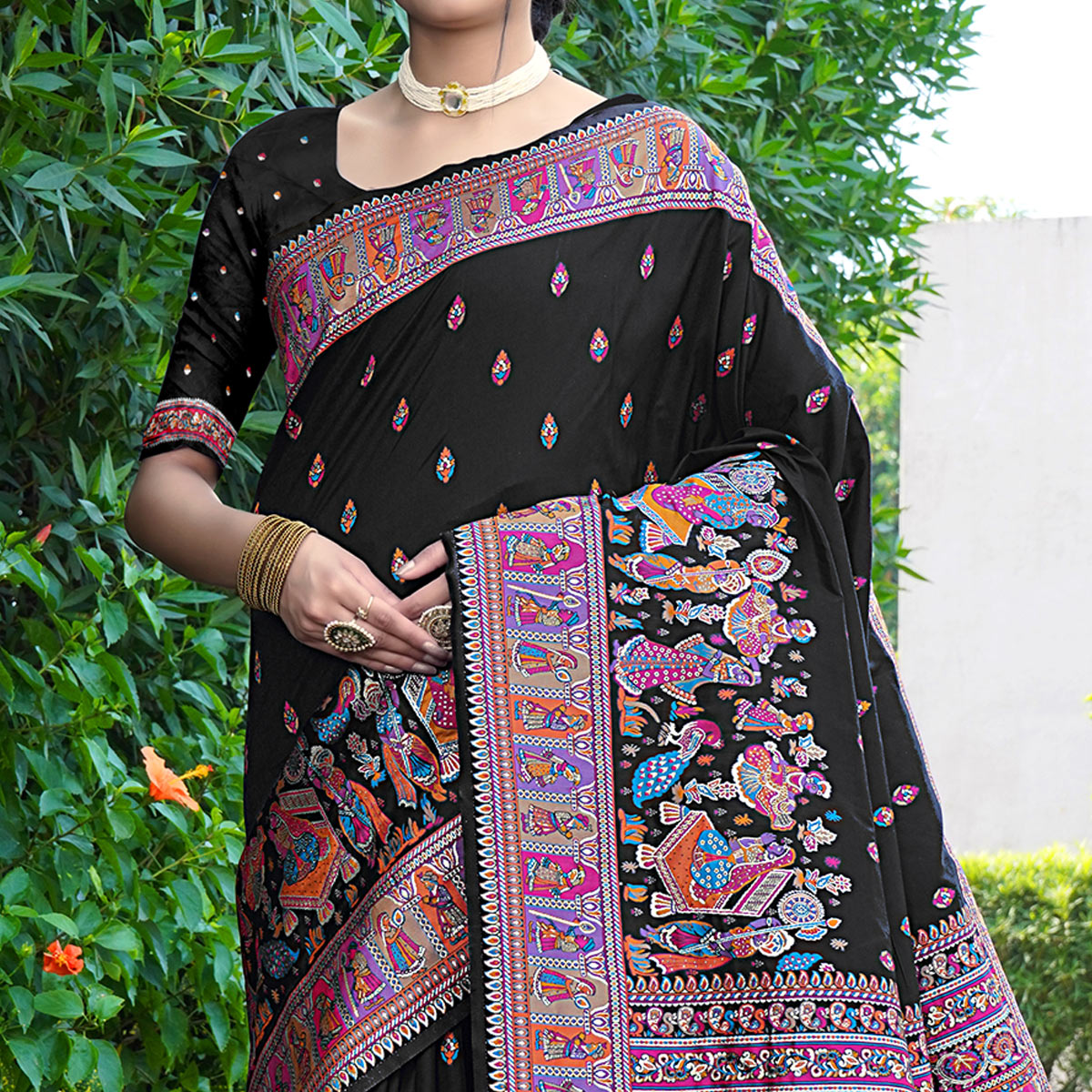Black Woven Pure Silk Saree