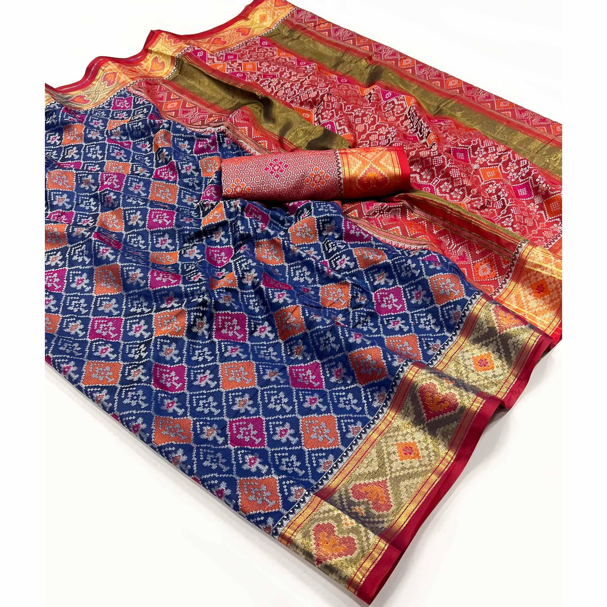 Blue Woven Cotton Silk Patola Saree