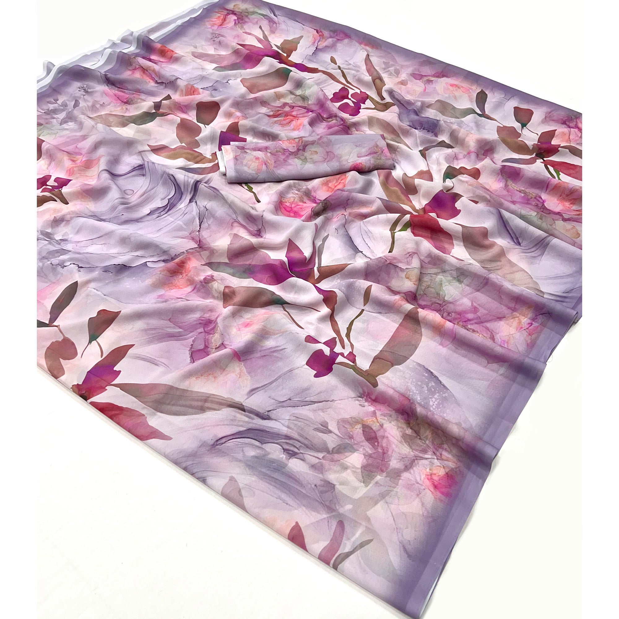 Purple Floral Digital Printed Georgette Saree