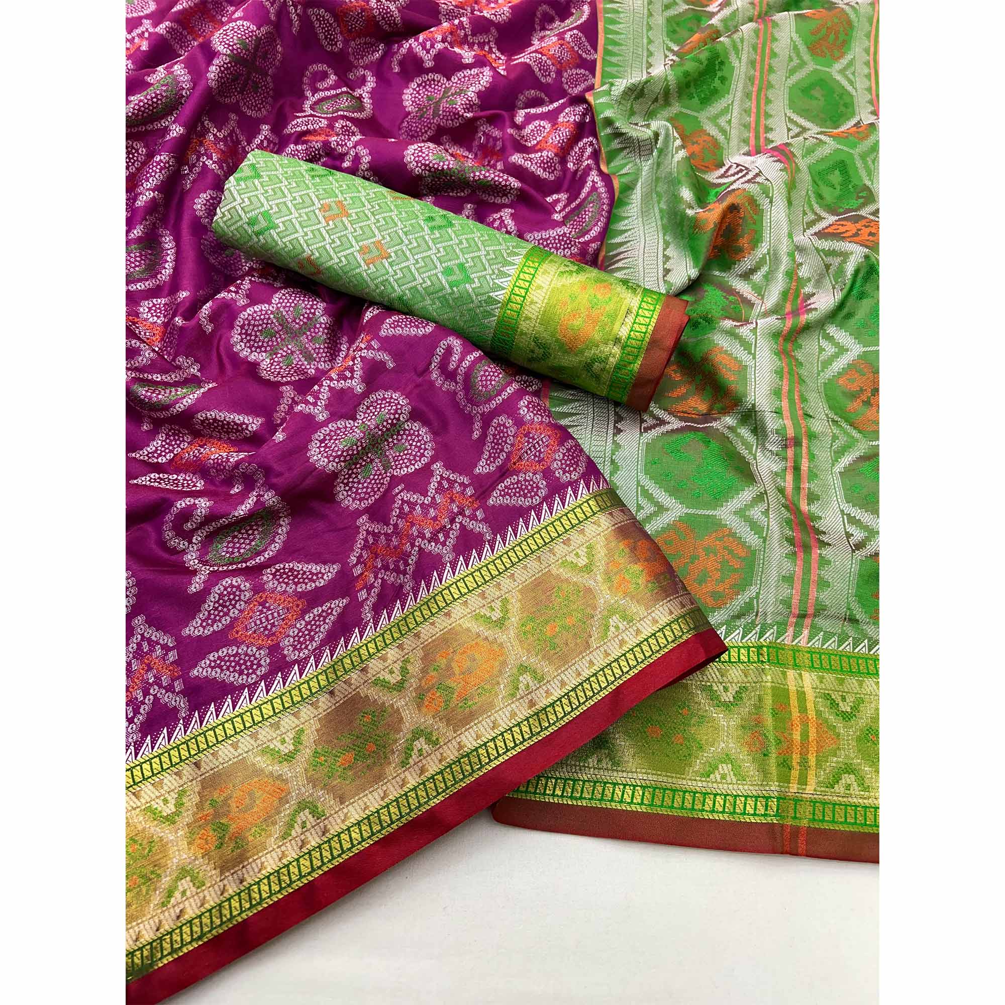 Purple Woven Art Silk Patola Saree