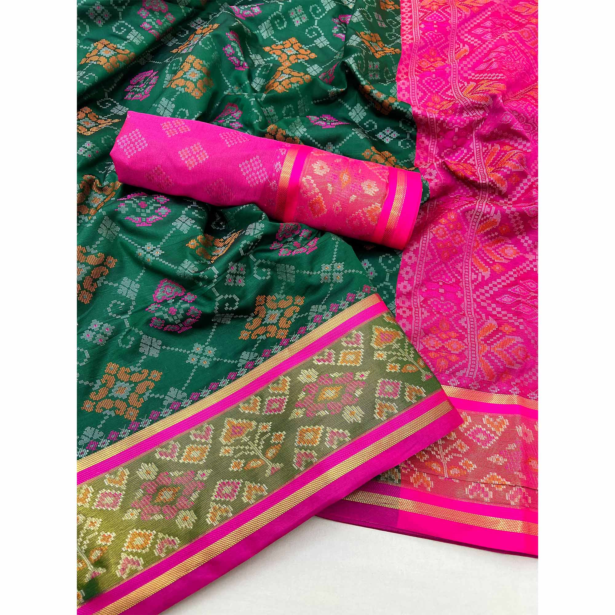 Green Woven Art Silk Patola Saree