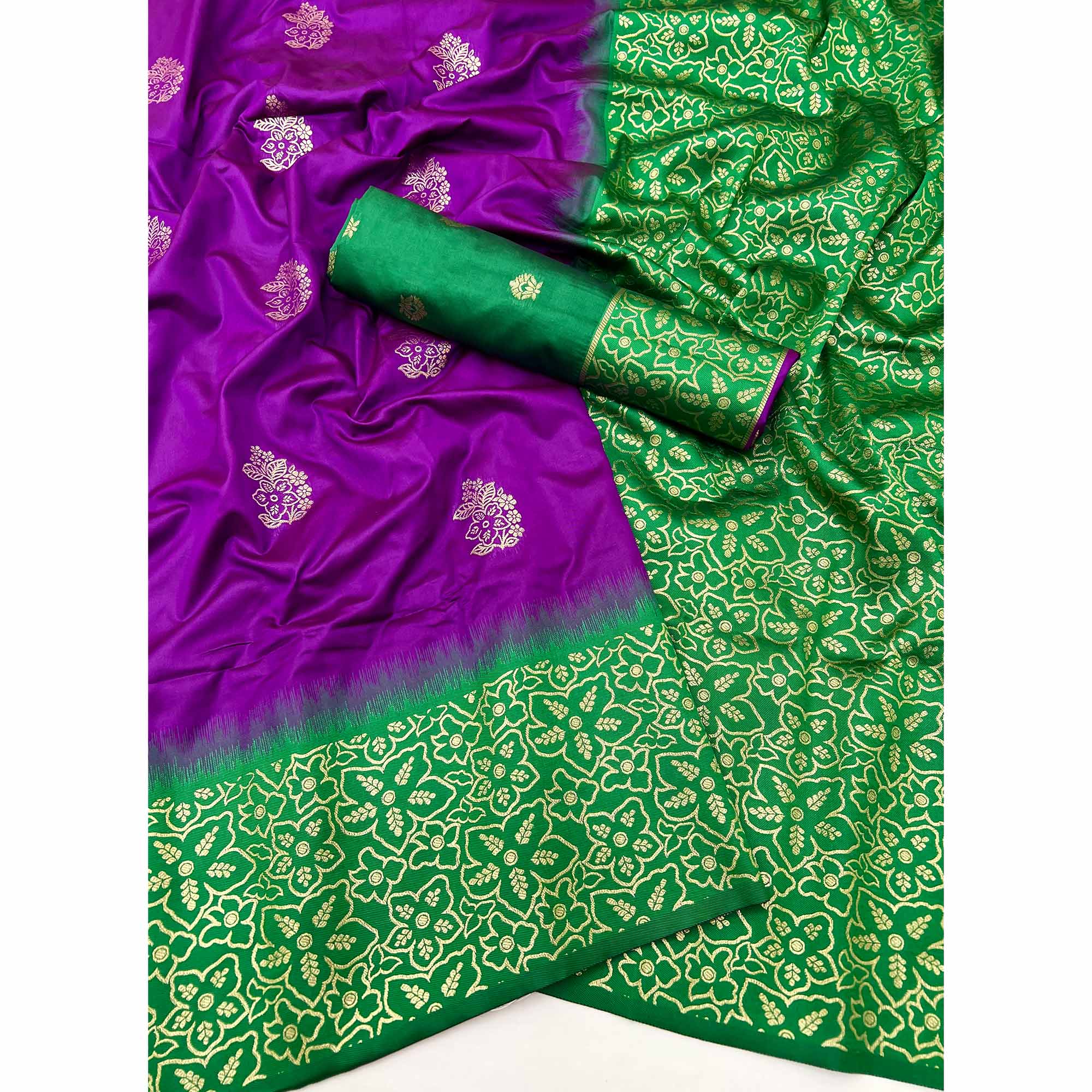 Purple Saree Woven In Art Silk With Alluring Floral Zari Detailing