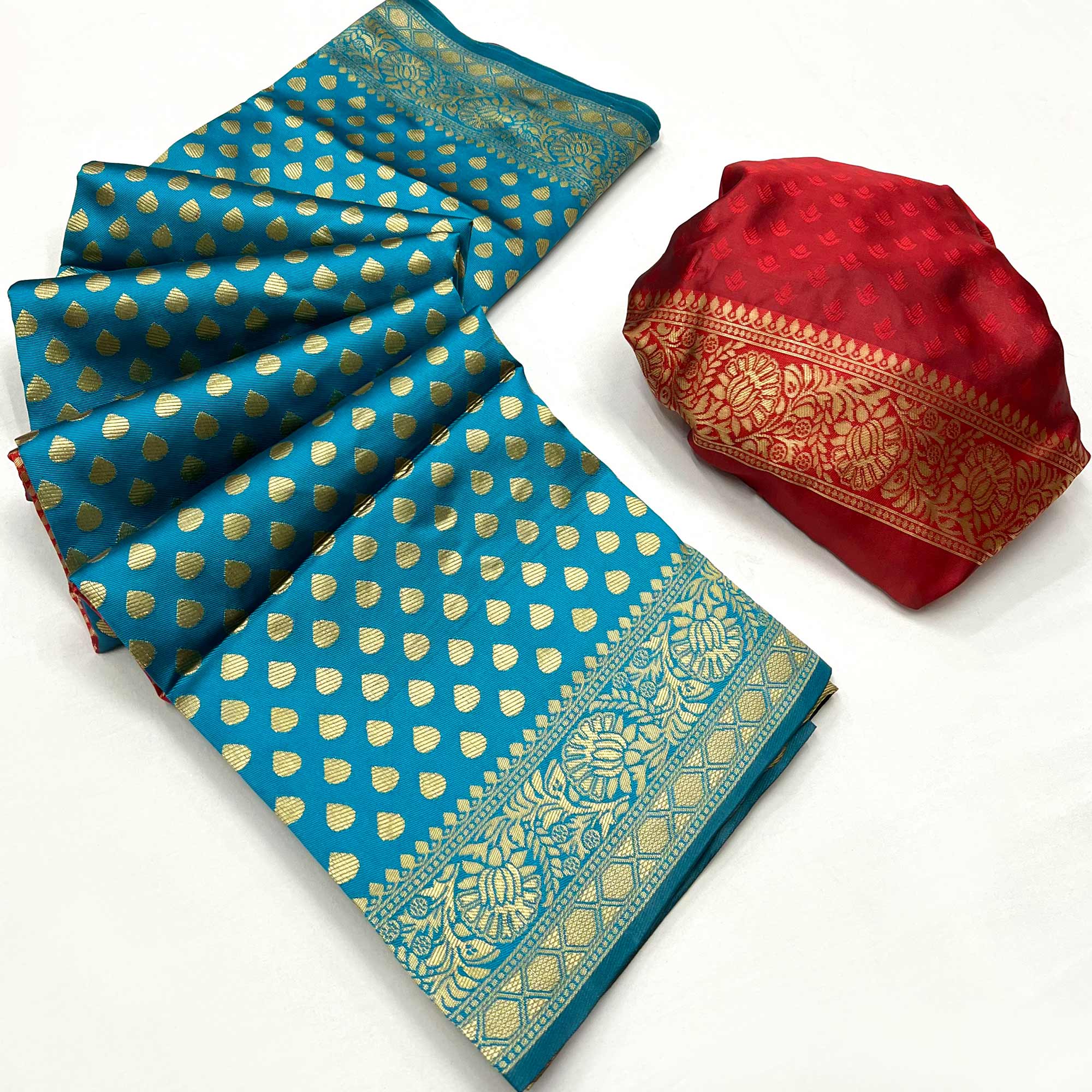 Blue Floral Woven Banarasi Silk Saree