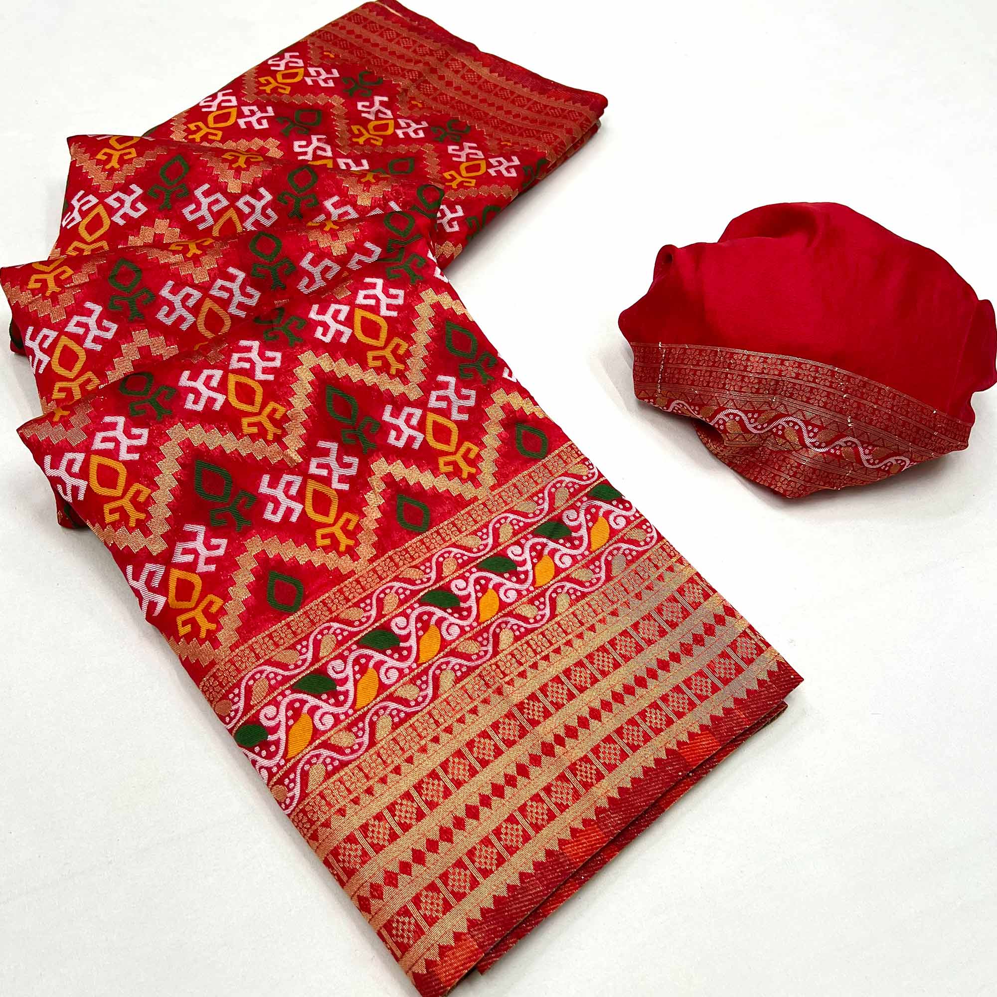 Red Woven Art Silk Saree