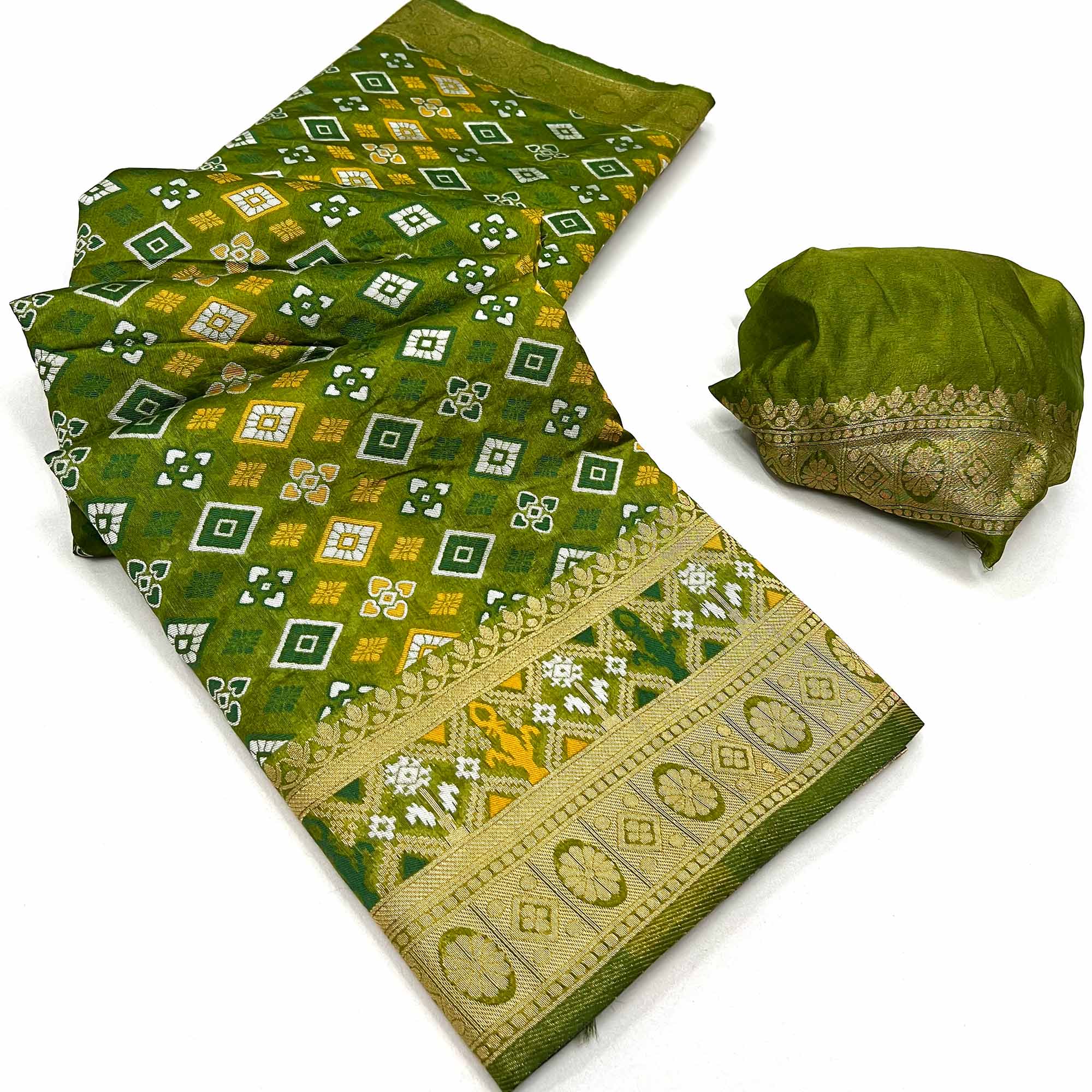 Green Woven Art Silk Saree