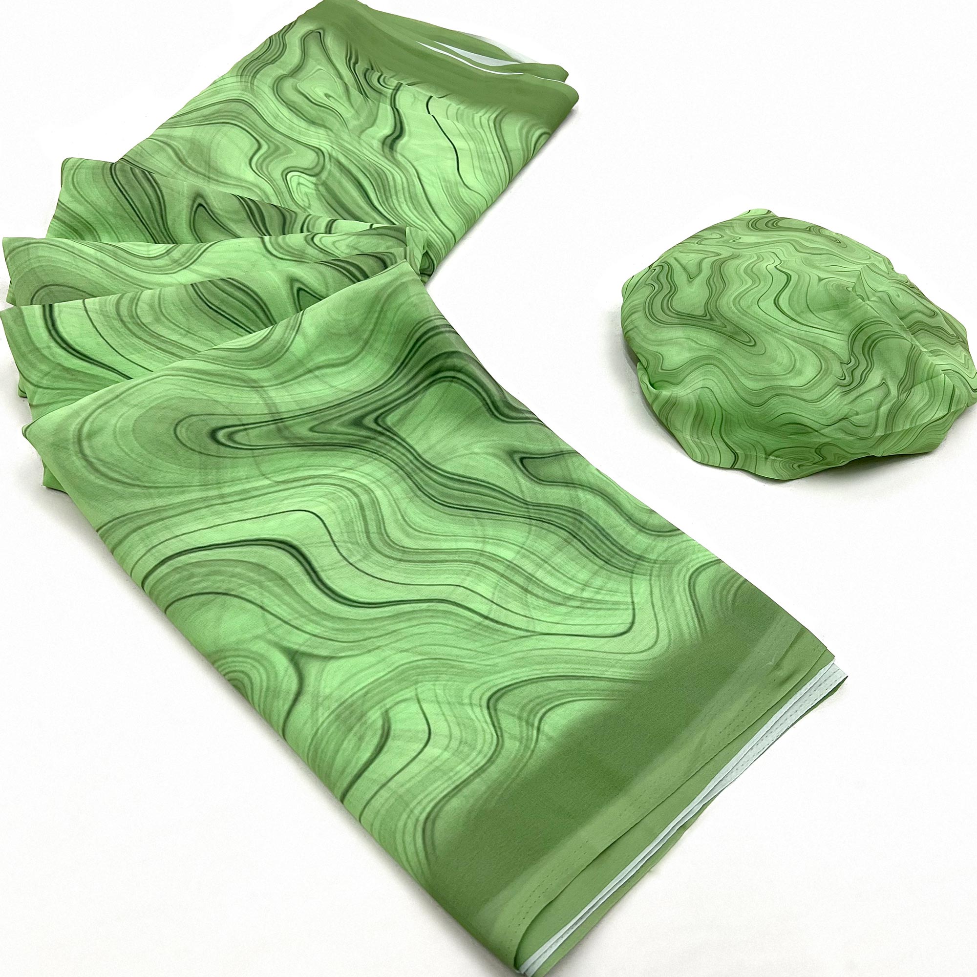 Green Digital Printed Georgette Saree