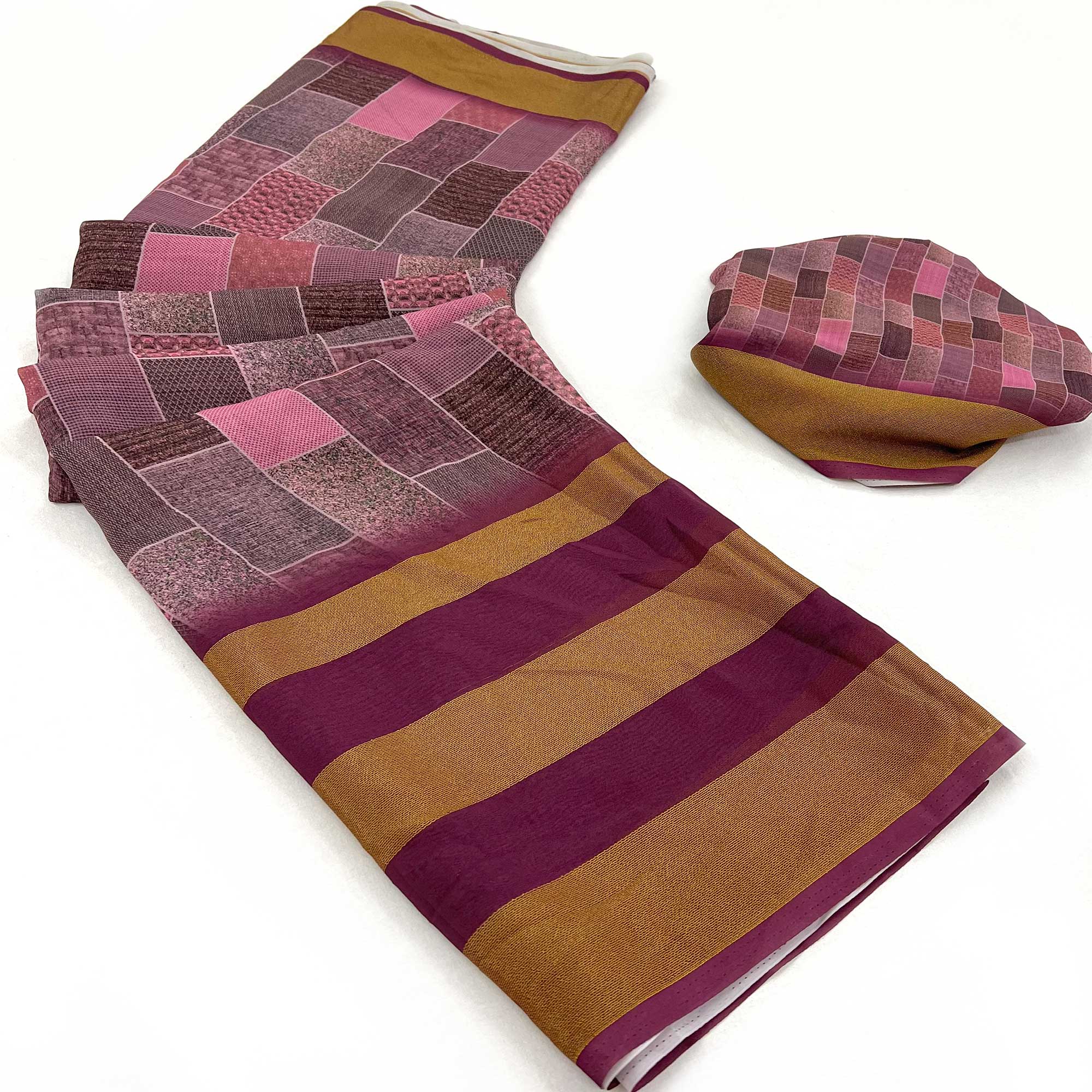 Pink Digital Printed Georgette Saree
