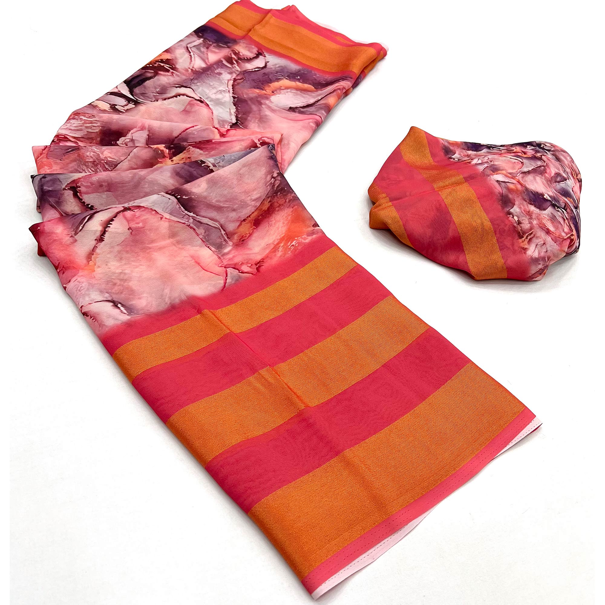 Pink Digital Printed Viscose Saree