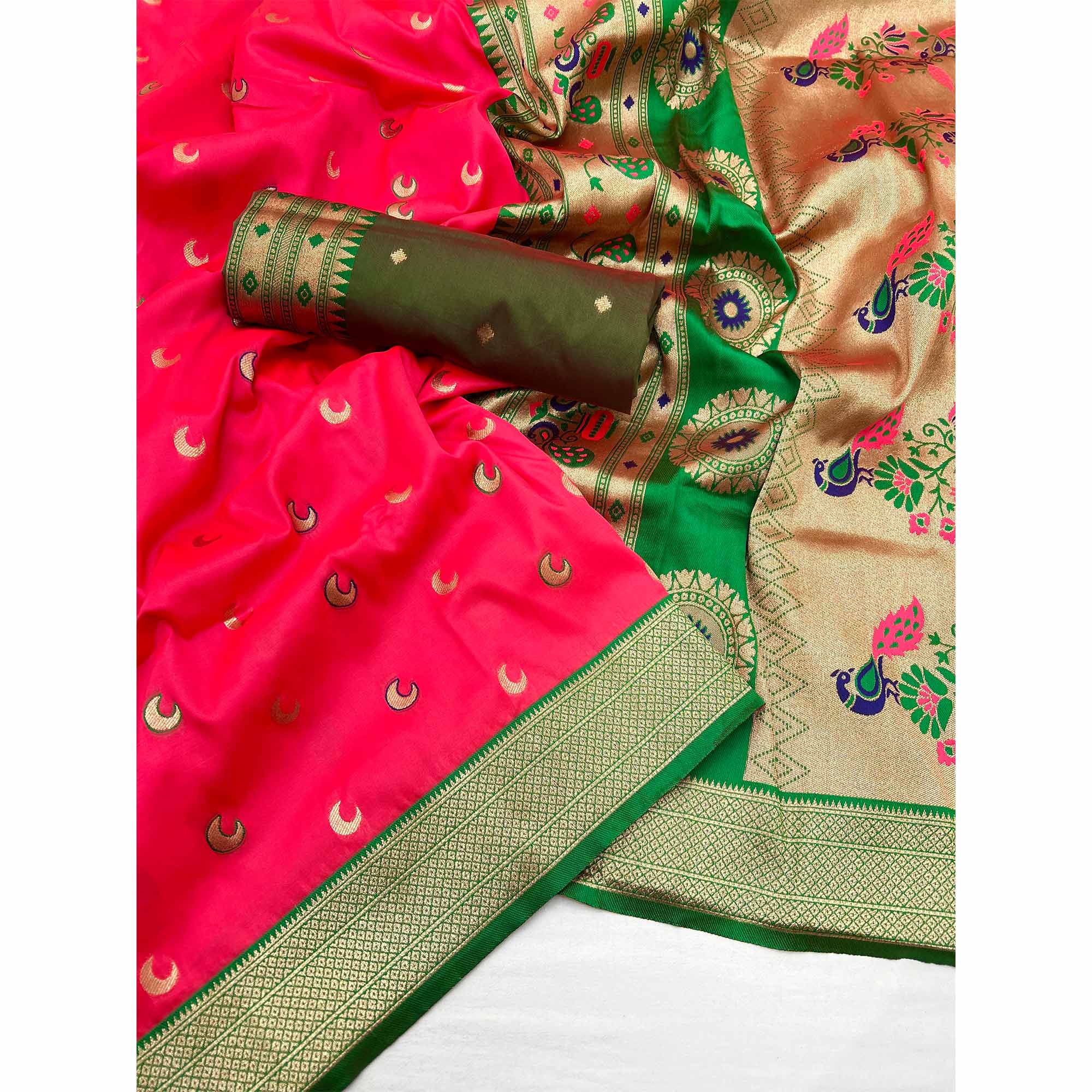 Pink Woven Pure Silk Paithani Saree