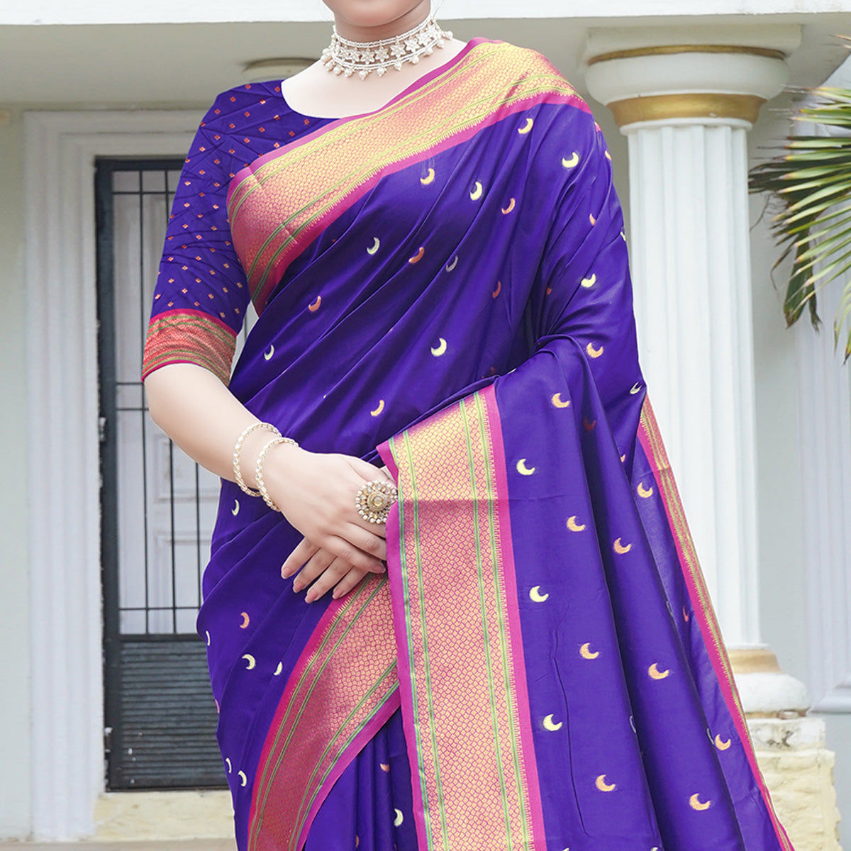 Purple Woven Paithani Art Silk Saree