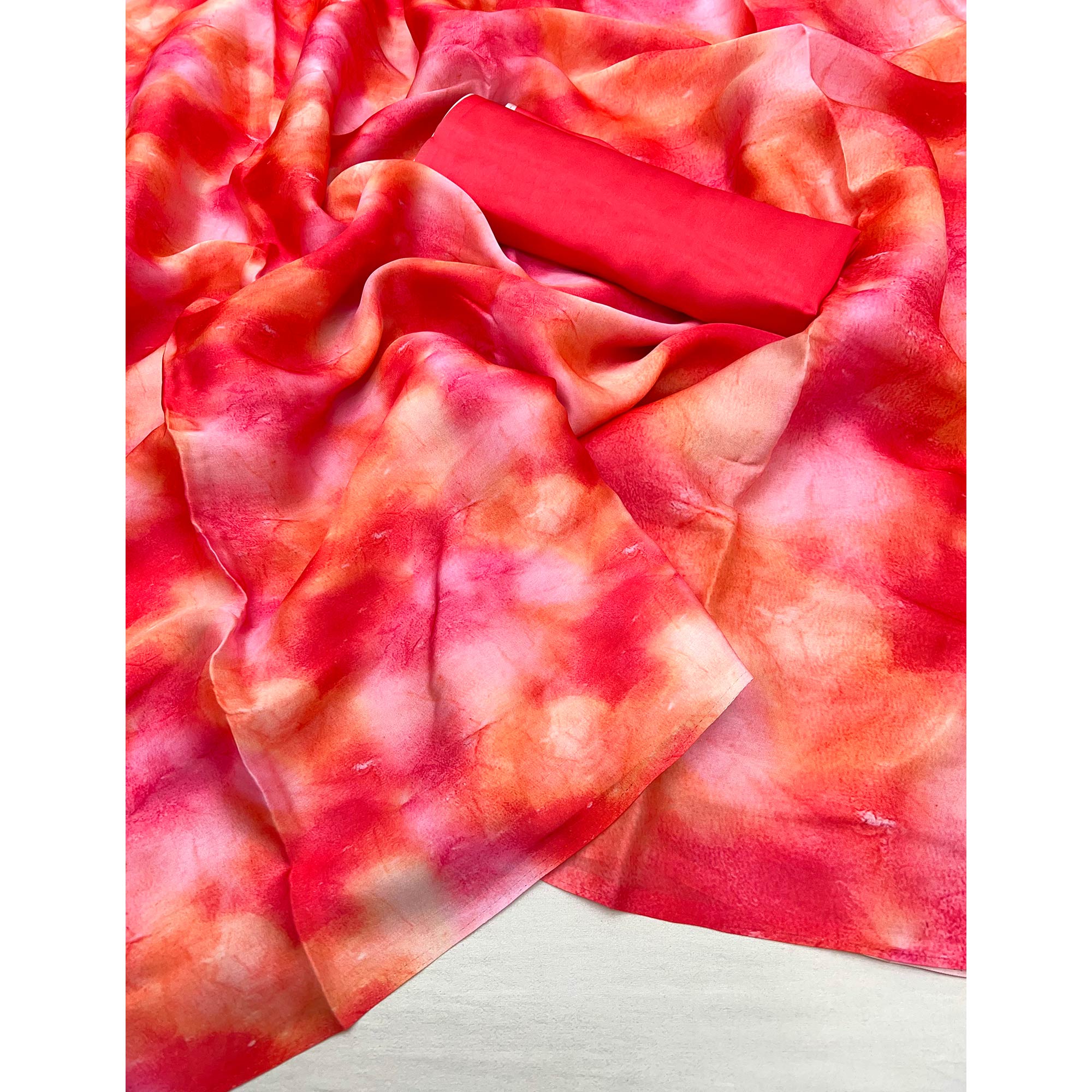 Rani Pink Abstract Digital Printed Georgette Saree