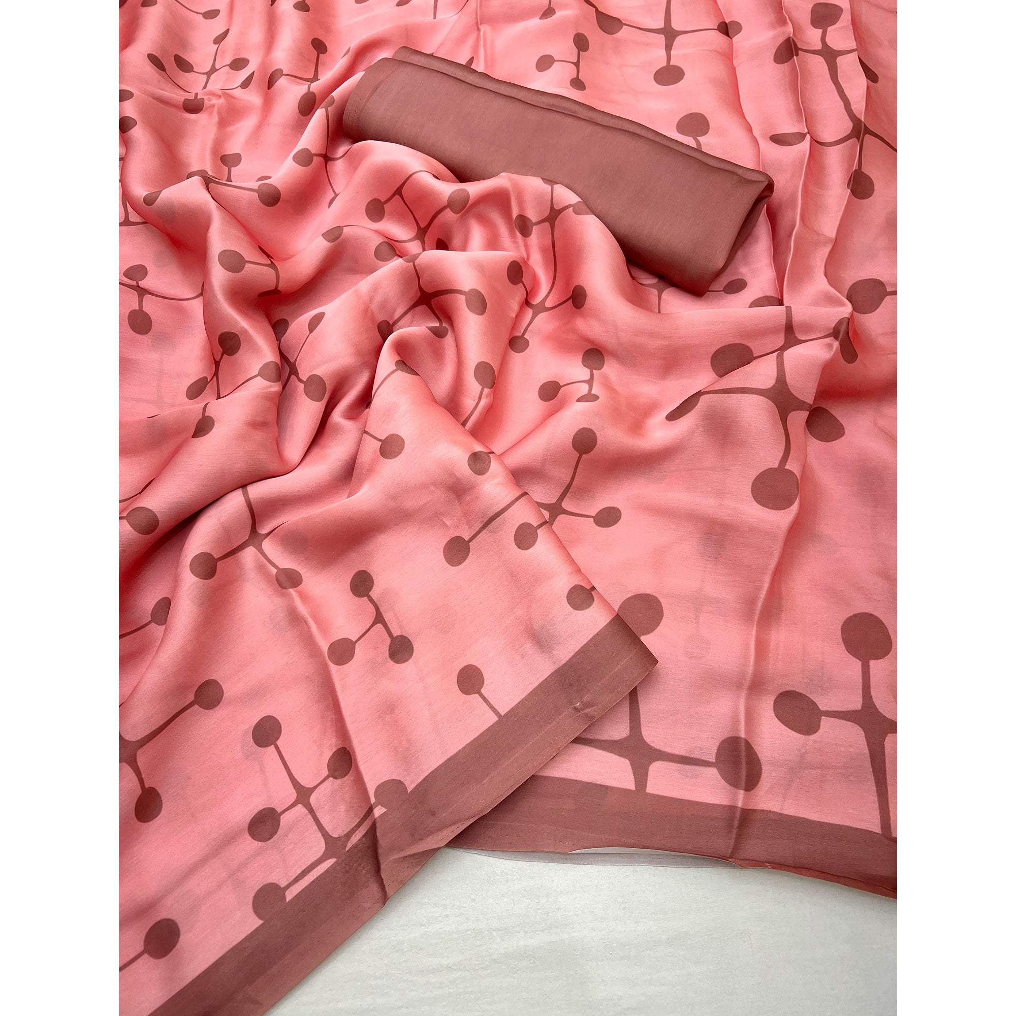 Peach Digital Printed Georgette Saree