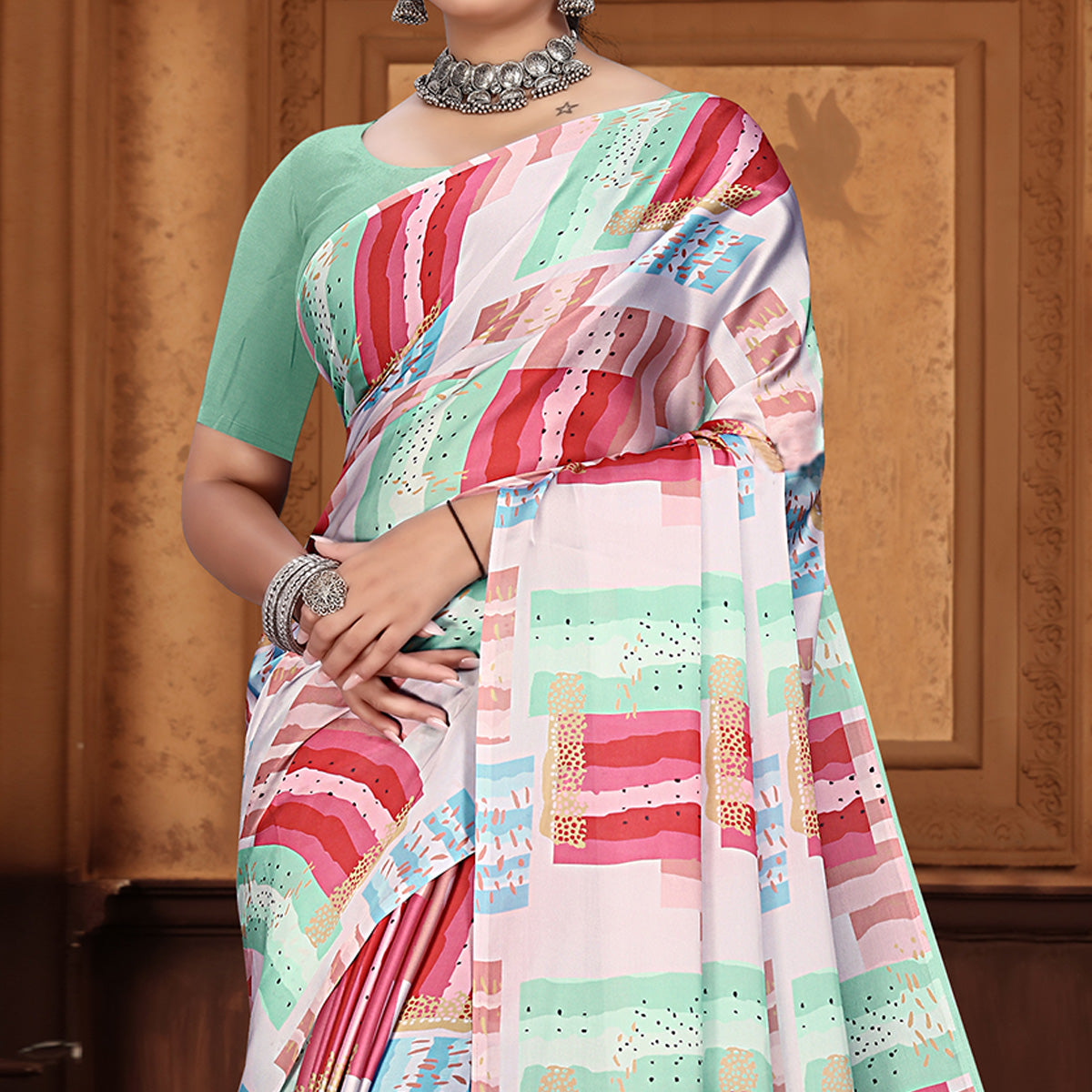 Multicolor Digital Printed Georgette Saree