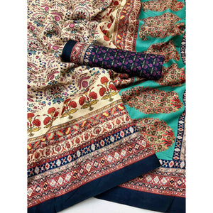 Cream Digital Floral Adorned with Artistic Prints Pashmina Elegant Drape