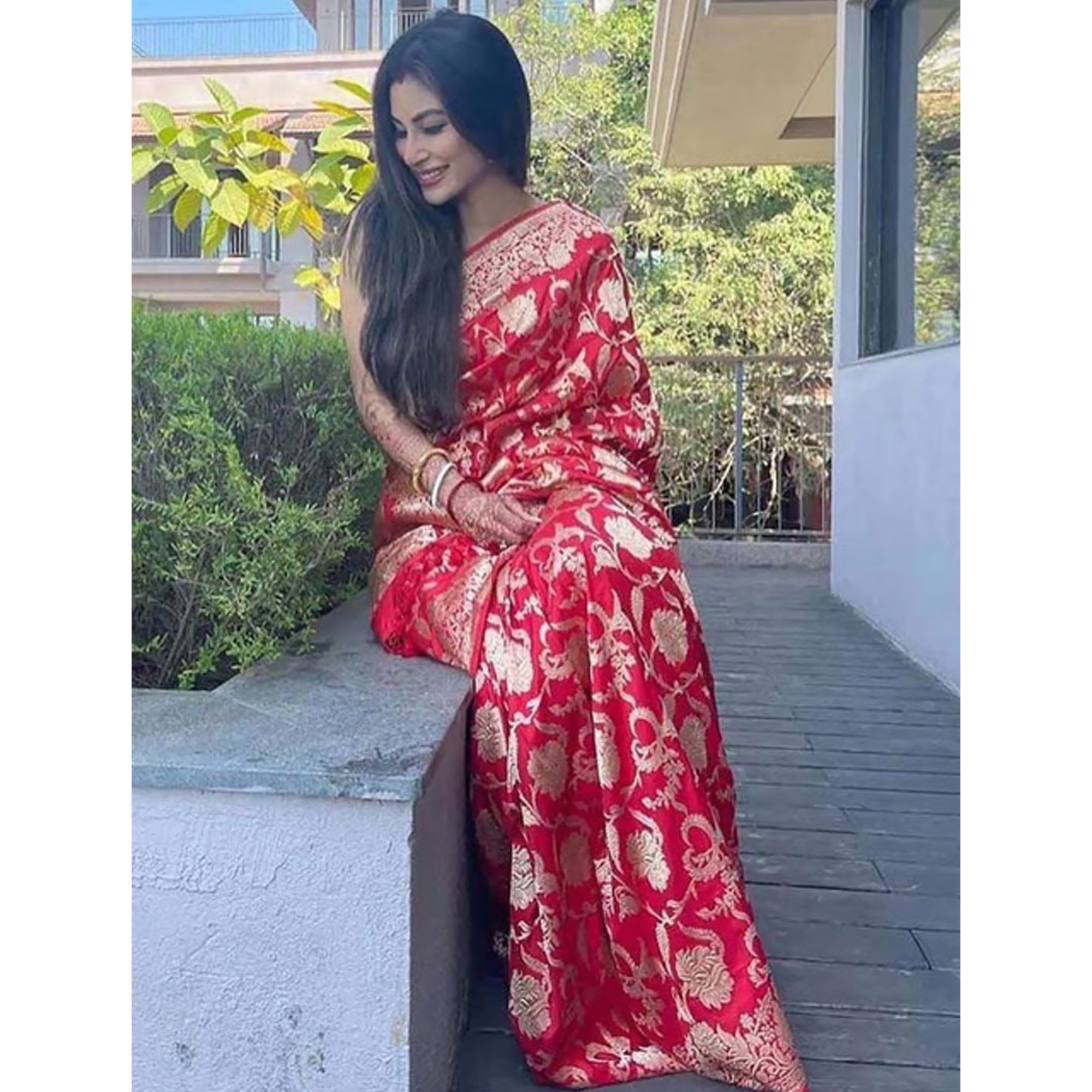 Red Woven Banarasi Silk Saree