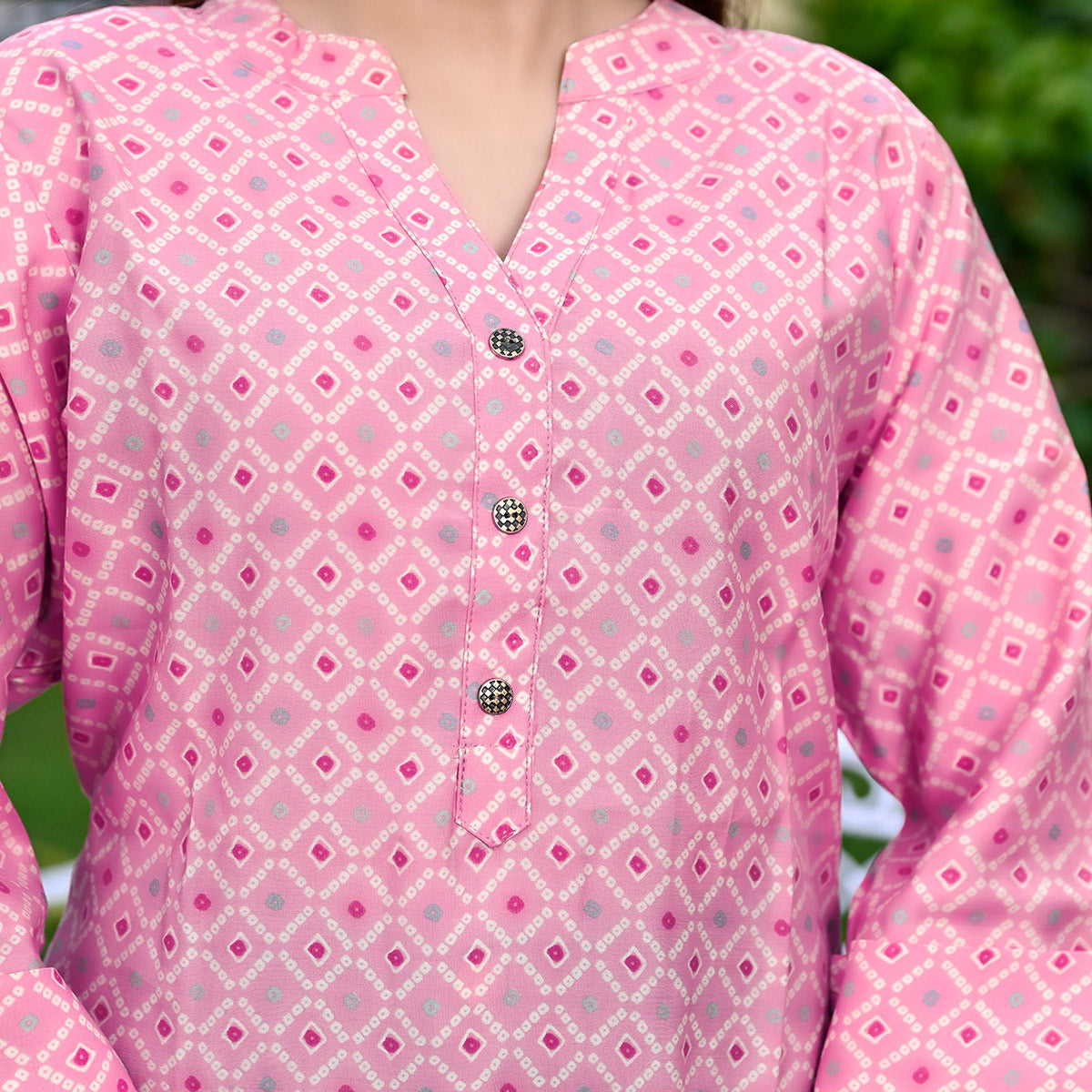 Pink Printed Chanderi Top
