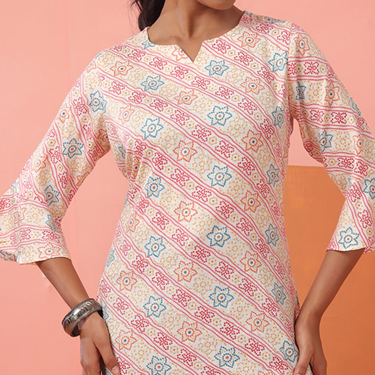 Pink Foil Printed Rayon Top