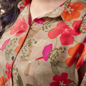 Chikoo Floral Foil Printed Muslin Top