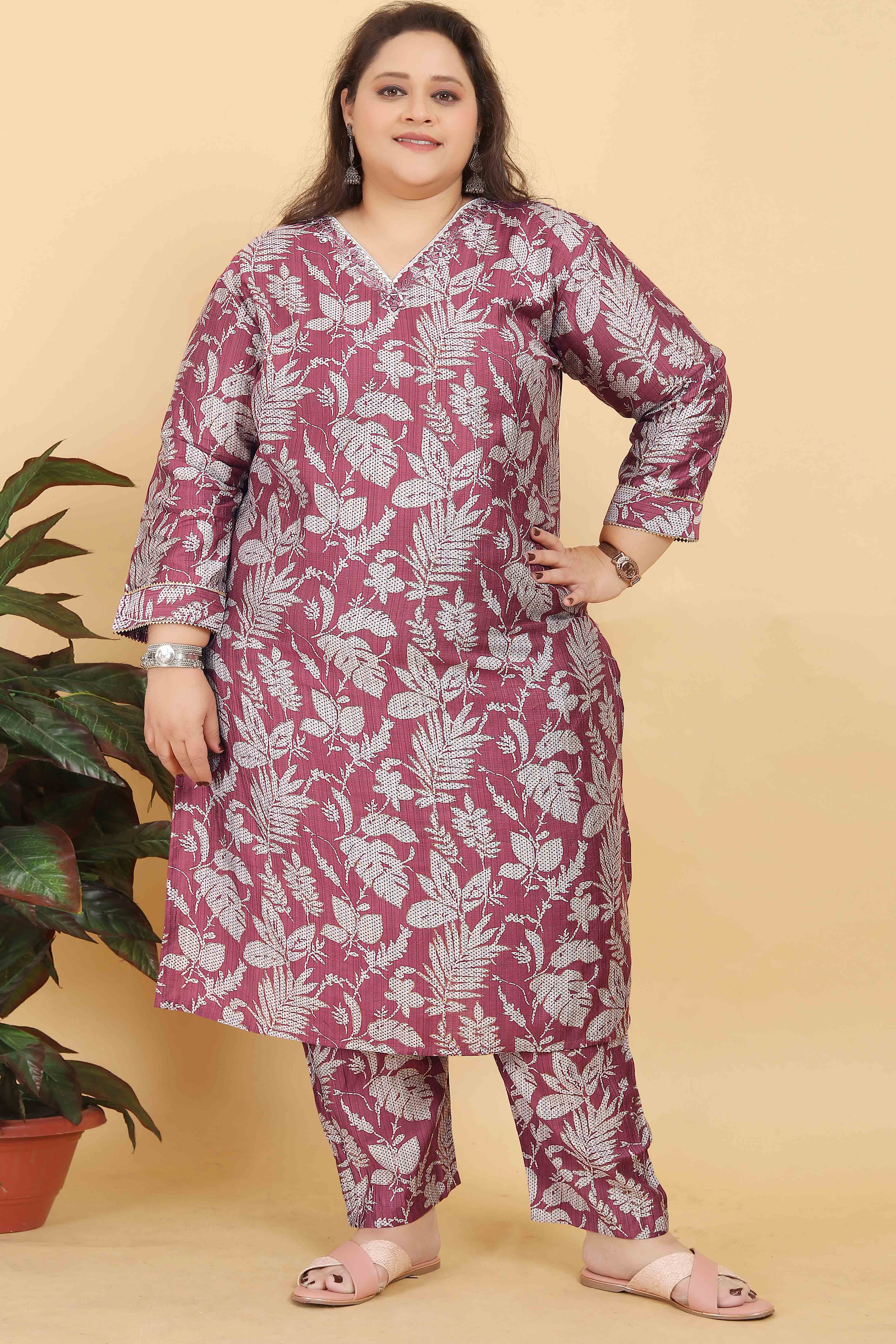 Onion Pink Floral Foil Printed With Mirror Handwork Viscose Salwar Suit
