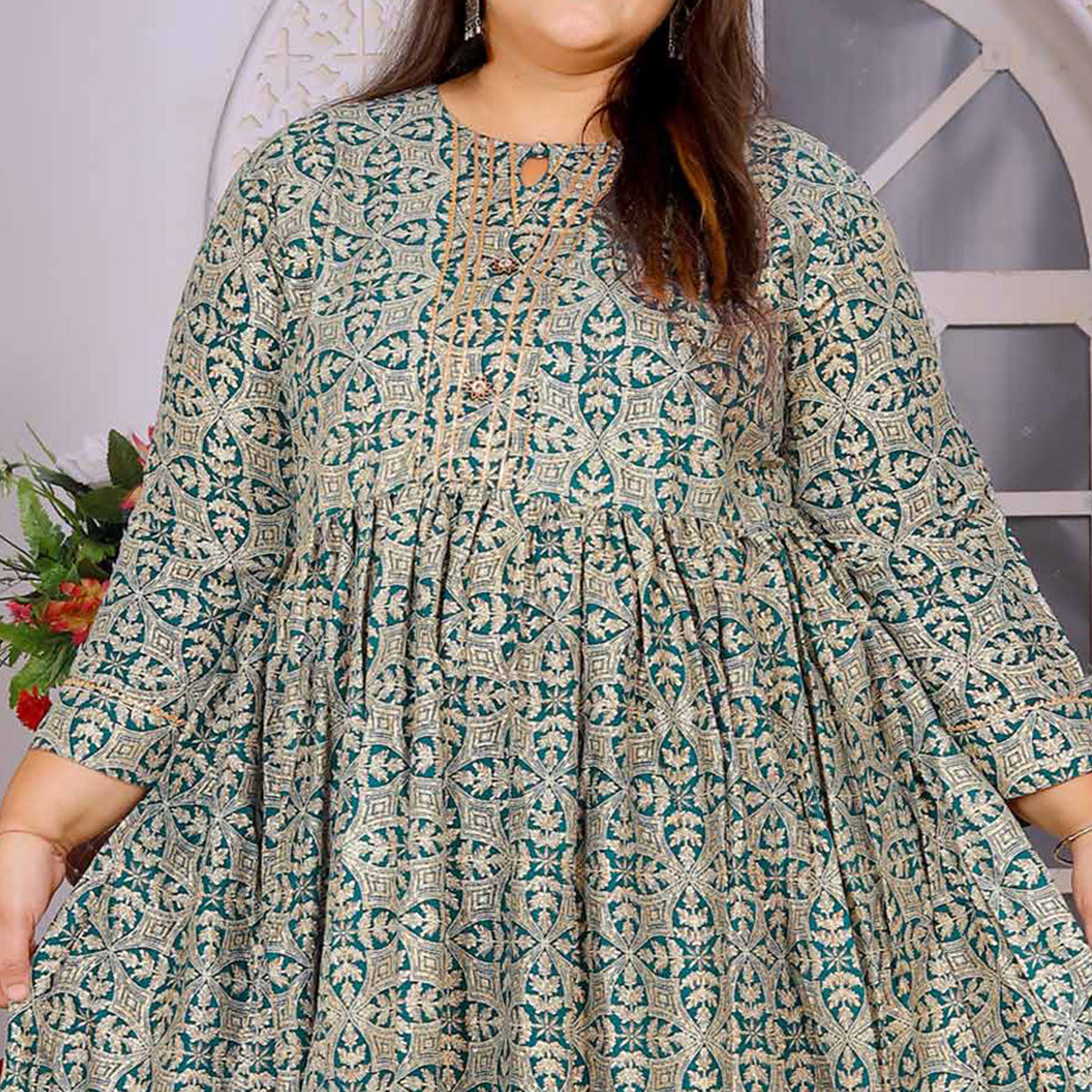 Morpich Floral Printed Rayon Long Kurti