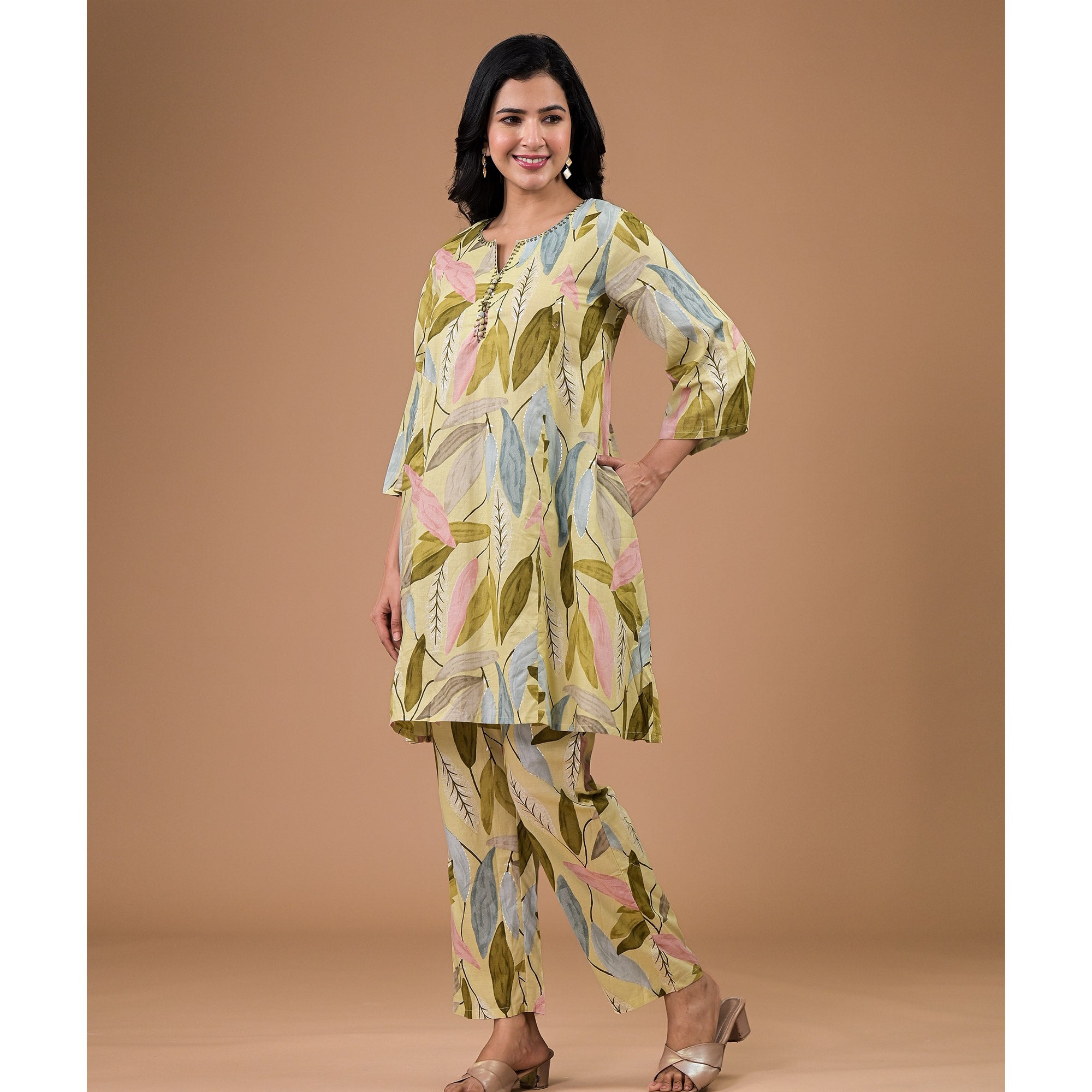 Green Printed Pure Cotton Co-ord Set
