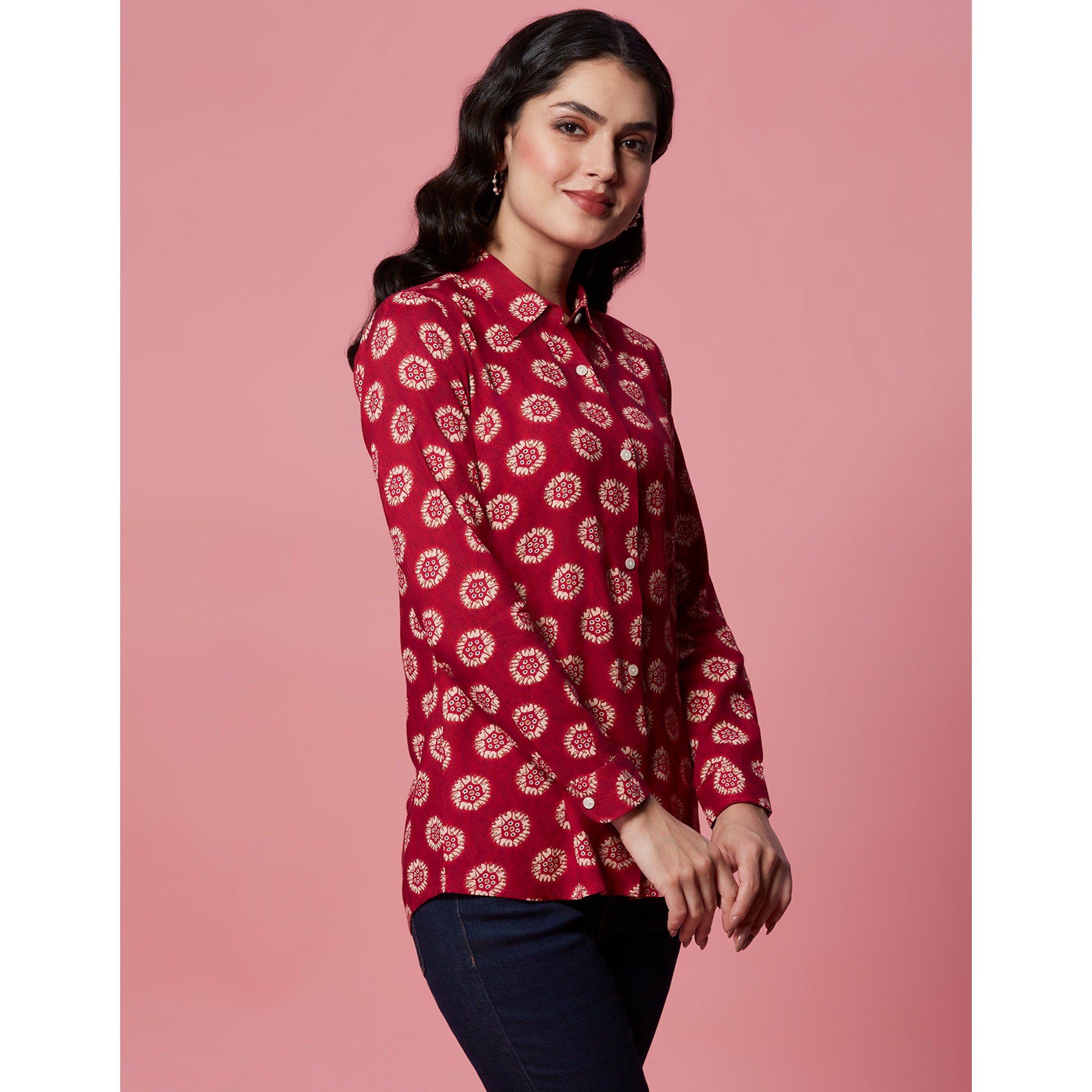 Pink Floral Printed Pure Cotton Top