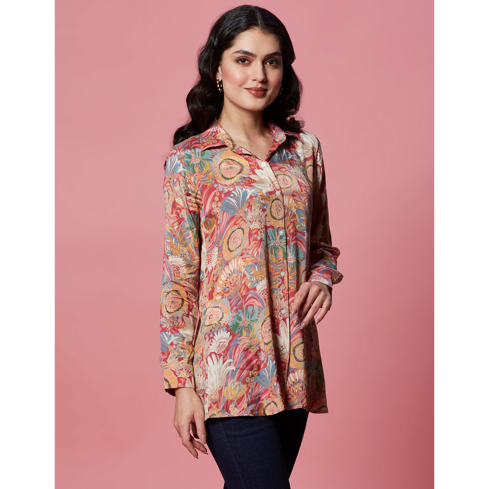 Multicolor Floral Printed Muslin Top