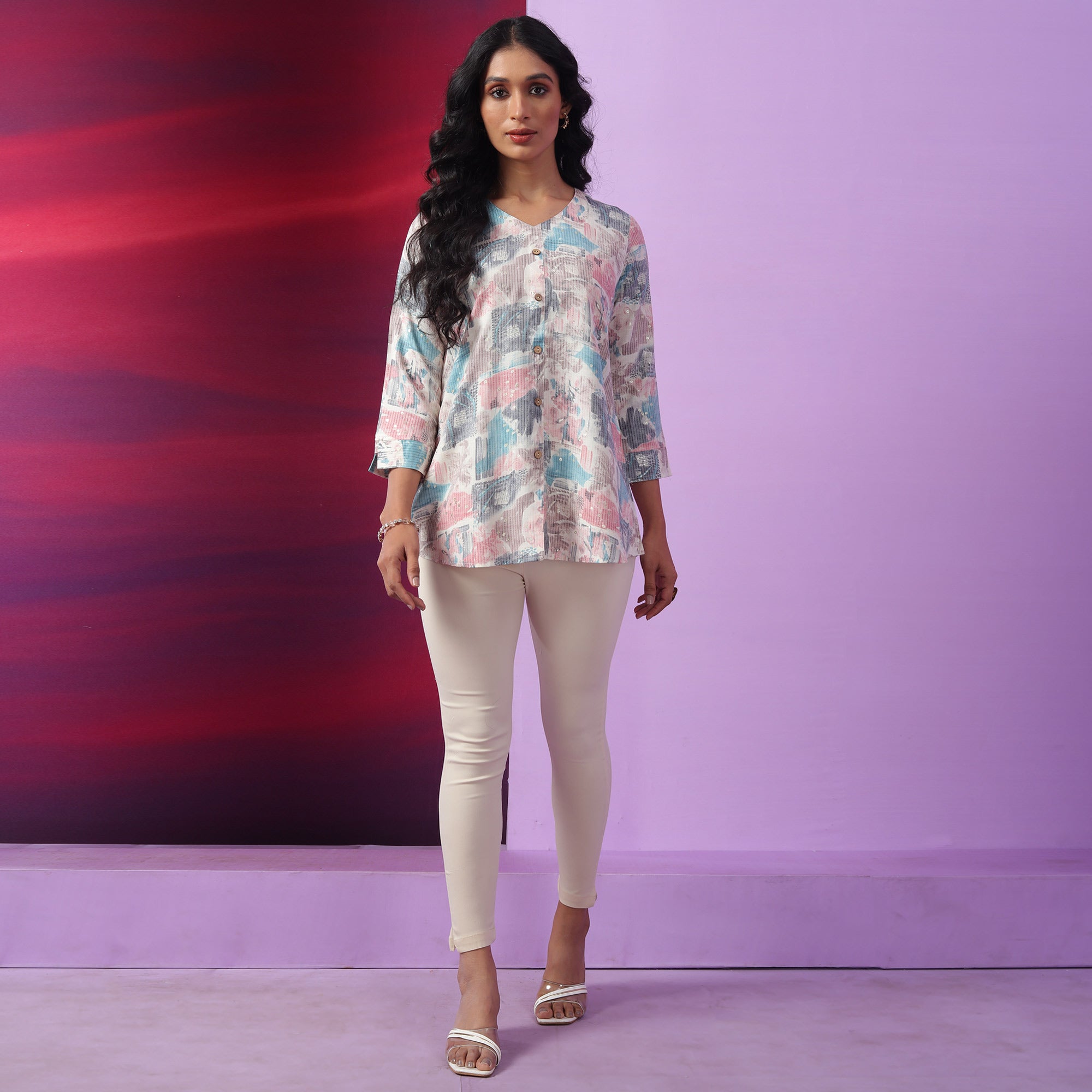 Blue Printed Pure Cotton Top