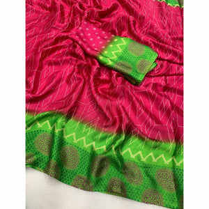 Pink Geometric Printed Chiffon Saree