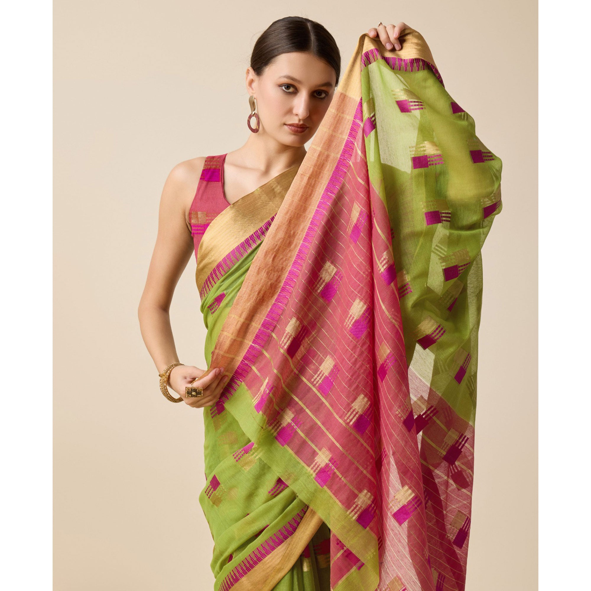 Green Zari Woven Cotton Silk Saree