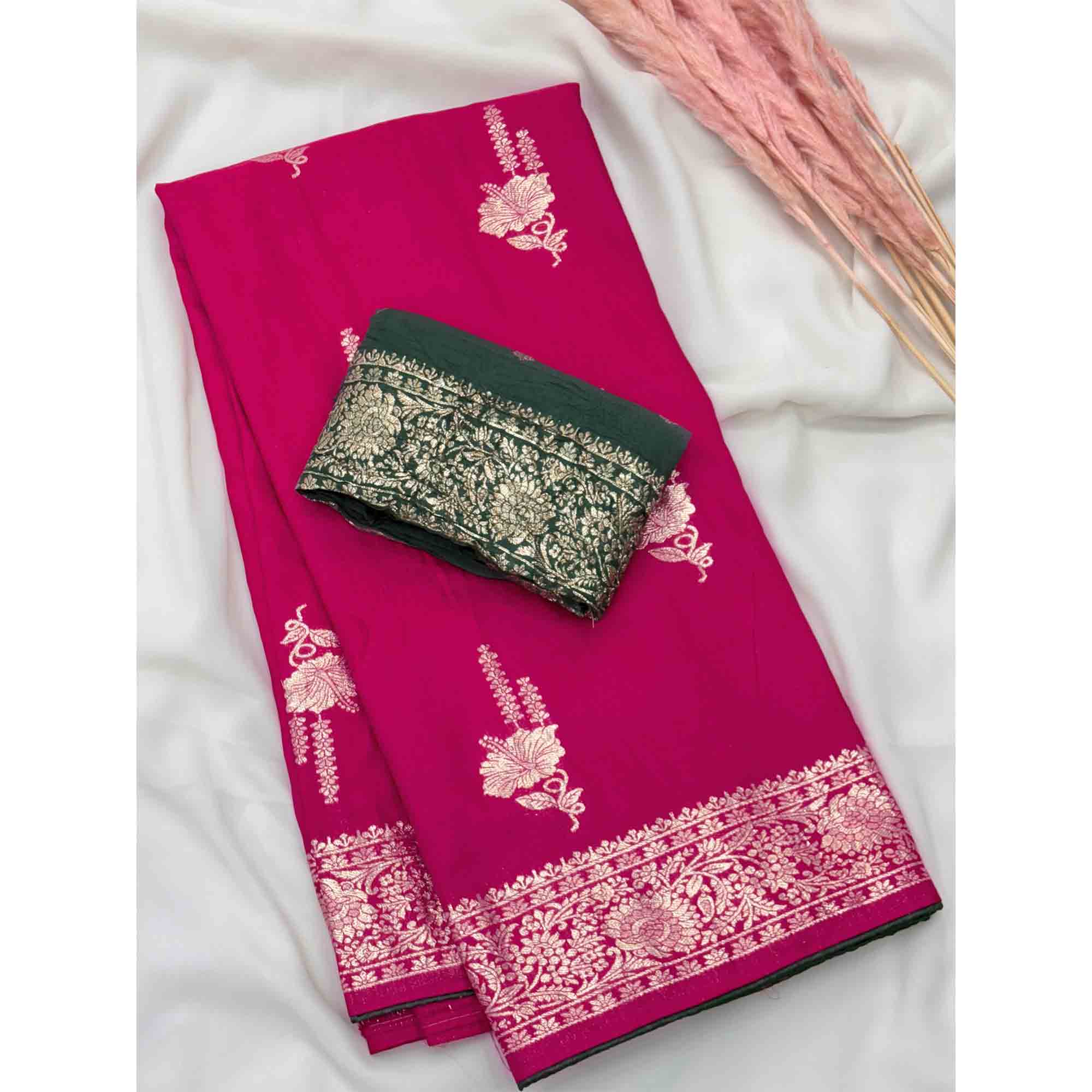 Pink Traditional Muslin Soft Saree Featuring Luxurious Meenakari Zari Patterns