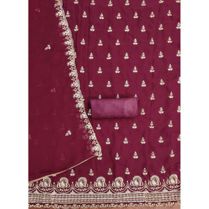 Maroon Georgette Dress Material with Sparkling Sequin Embroidery