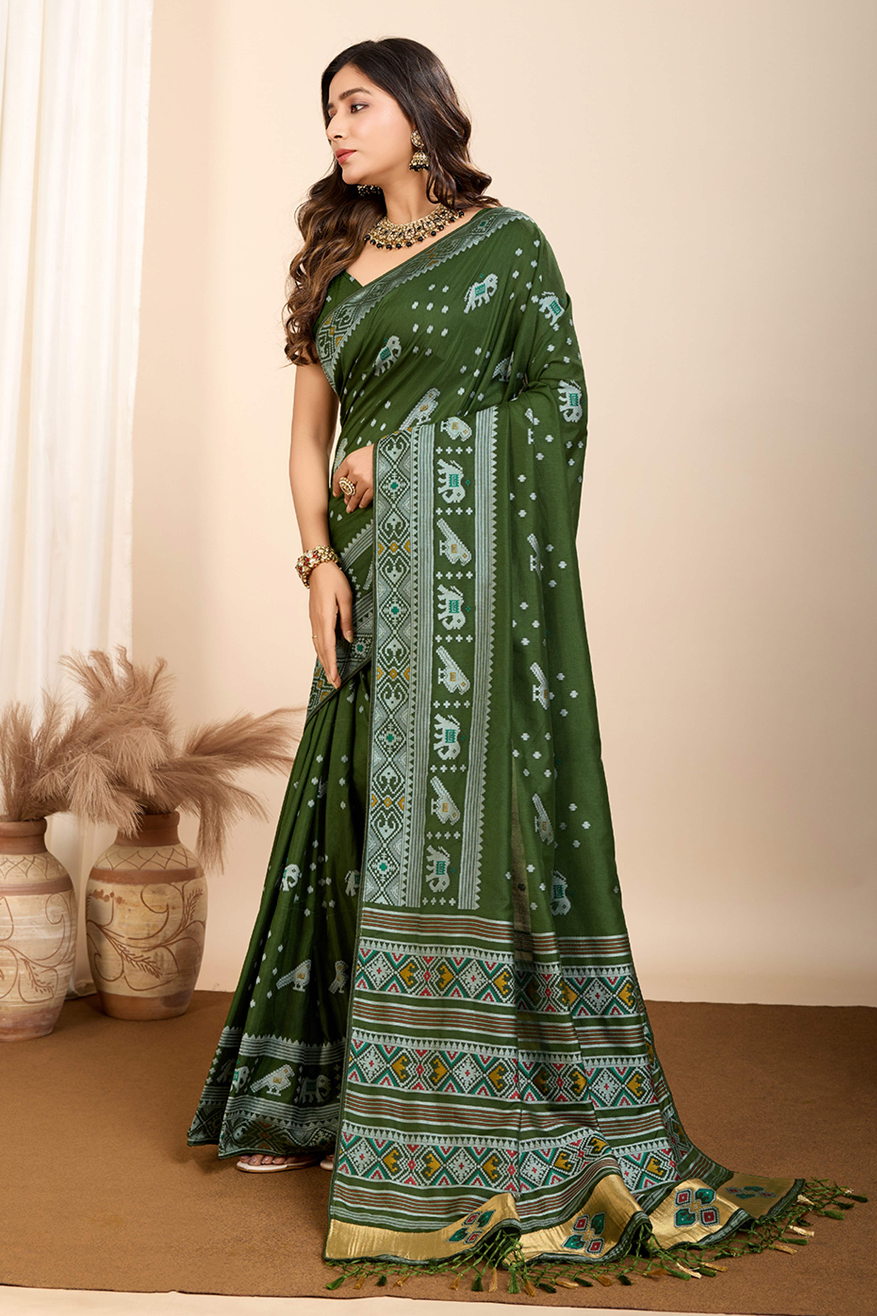 Green Minakari Weaving Pure Silk Saree