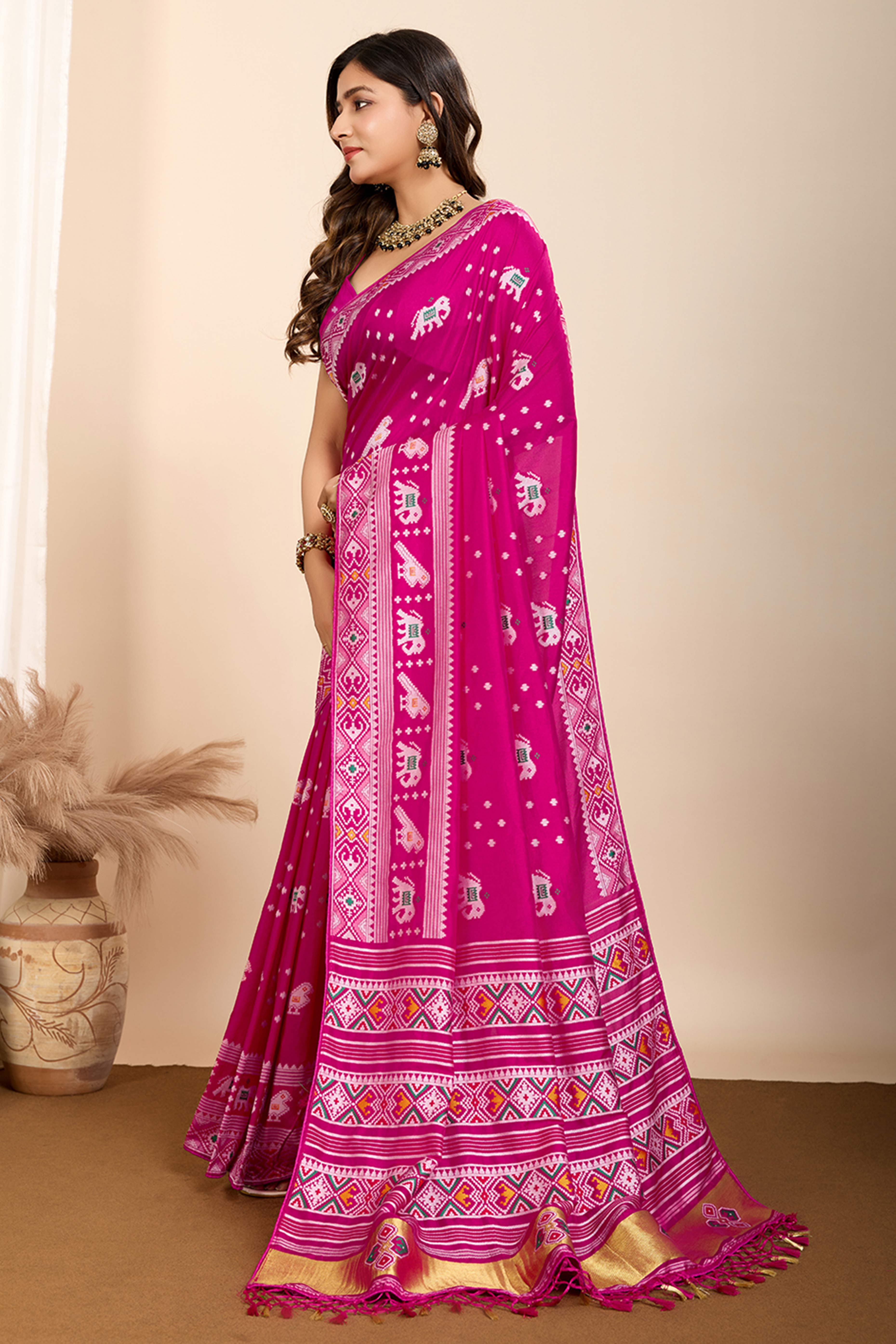 Pink Minakari Weaving Pure Silk Saree