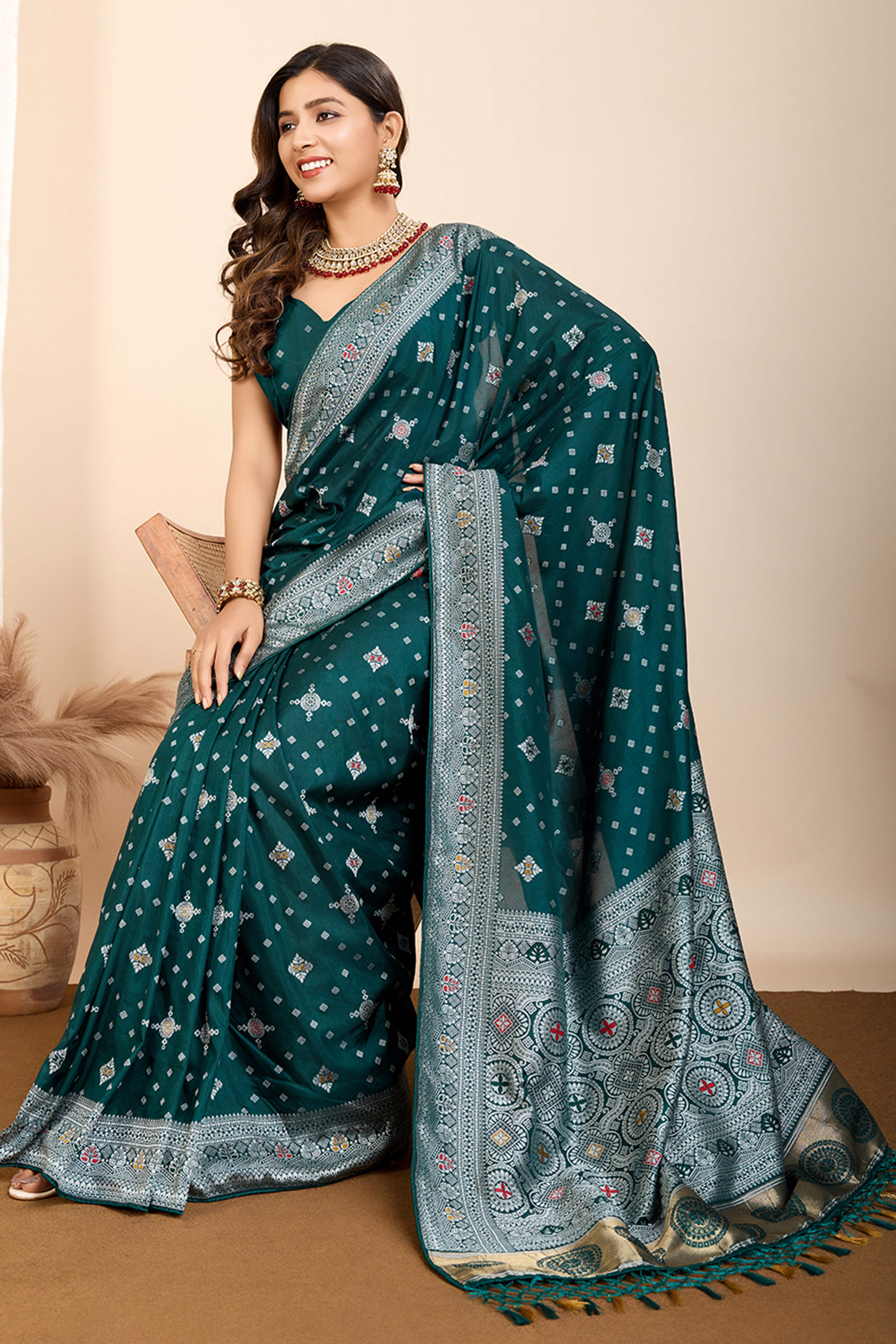 Green Minakari Weaving Pure Silk Saree