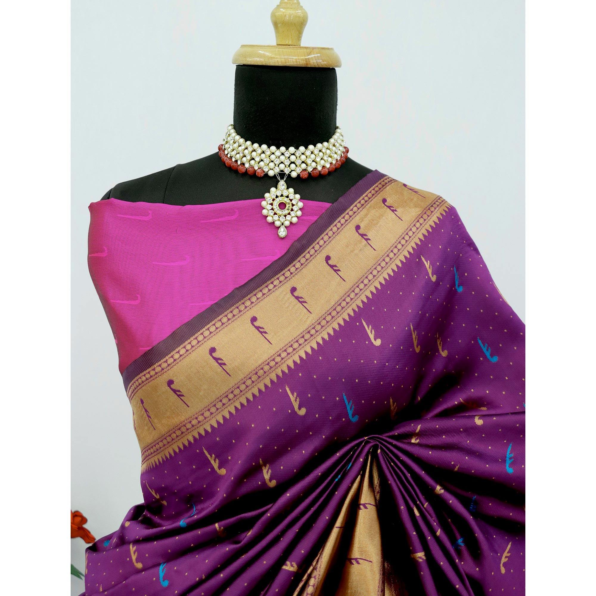 Purple Woven Pure Silk Paithani Saree