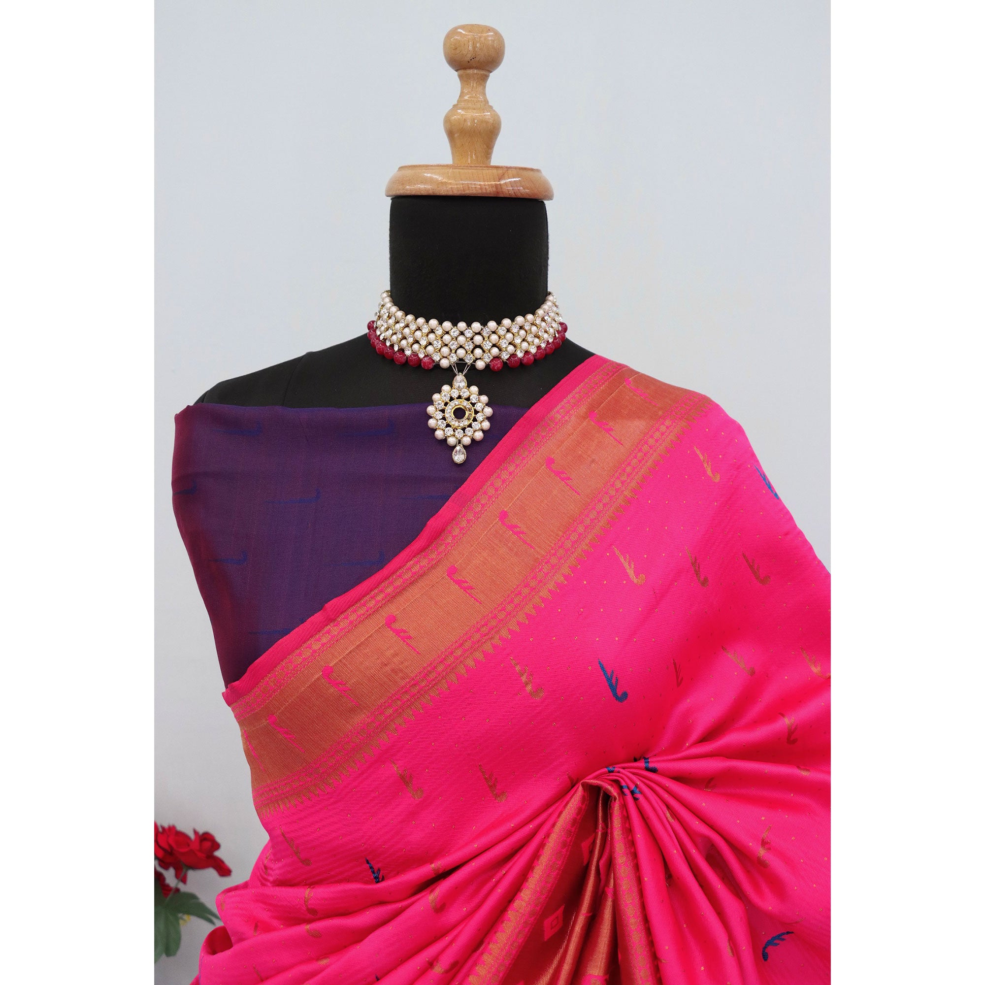 Pink Woven Pure Silk Paithani Saree