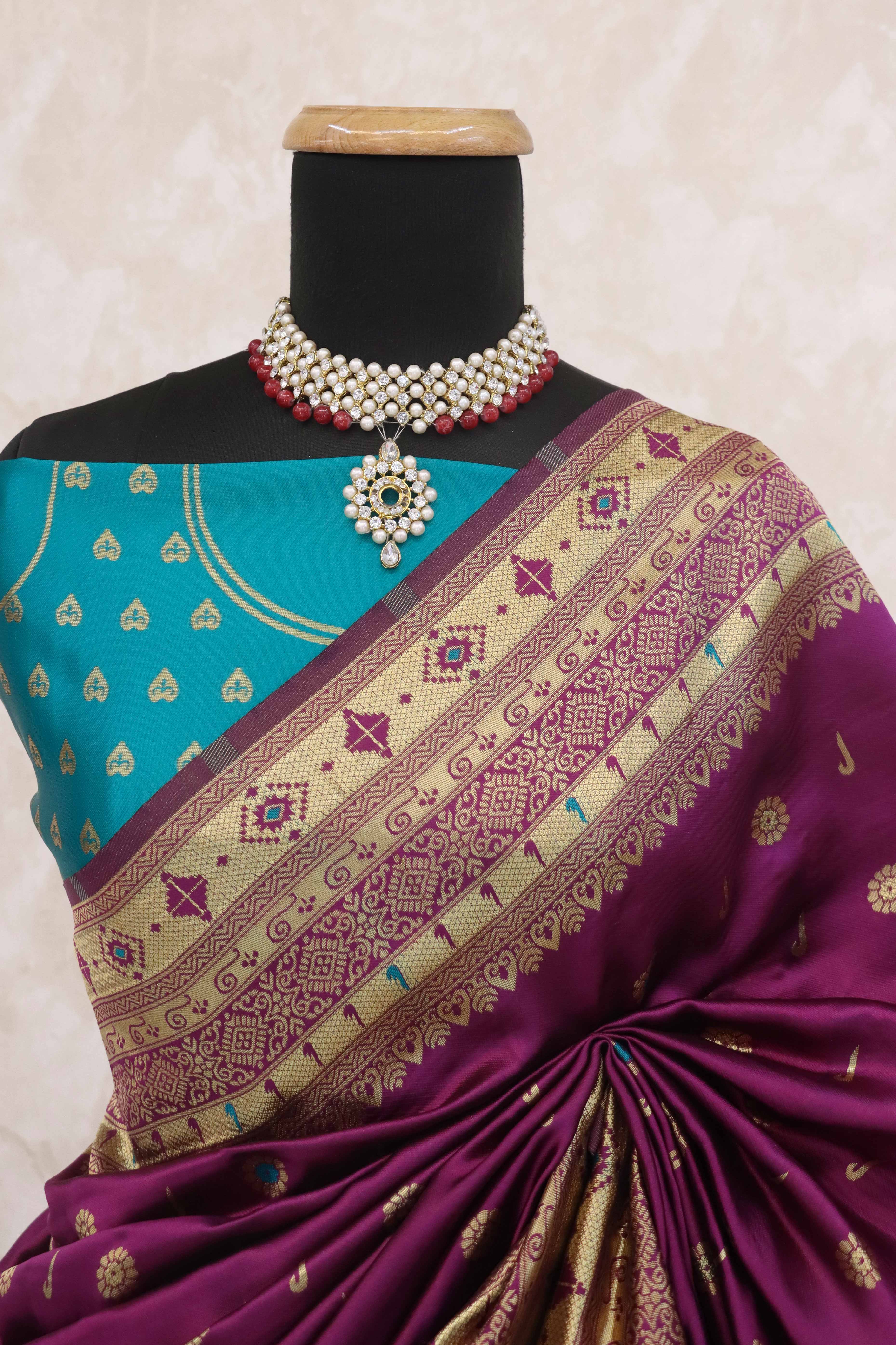Purple Pure Silk Paithani Saree With Intricate Floral Zari Weaving