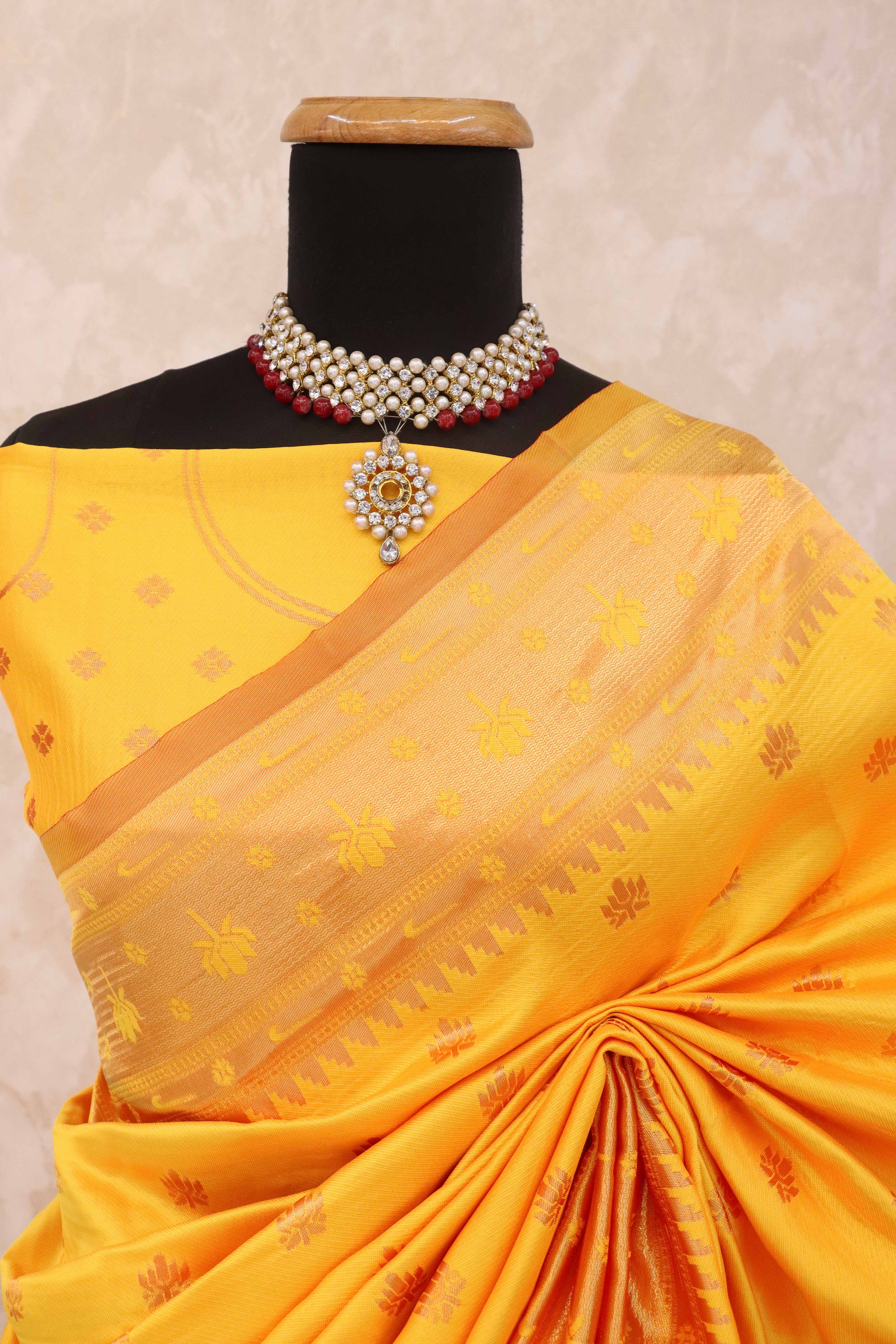 Yellow Pure Silk Paithani Saree With Elegant Floral Zari Weaving
